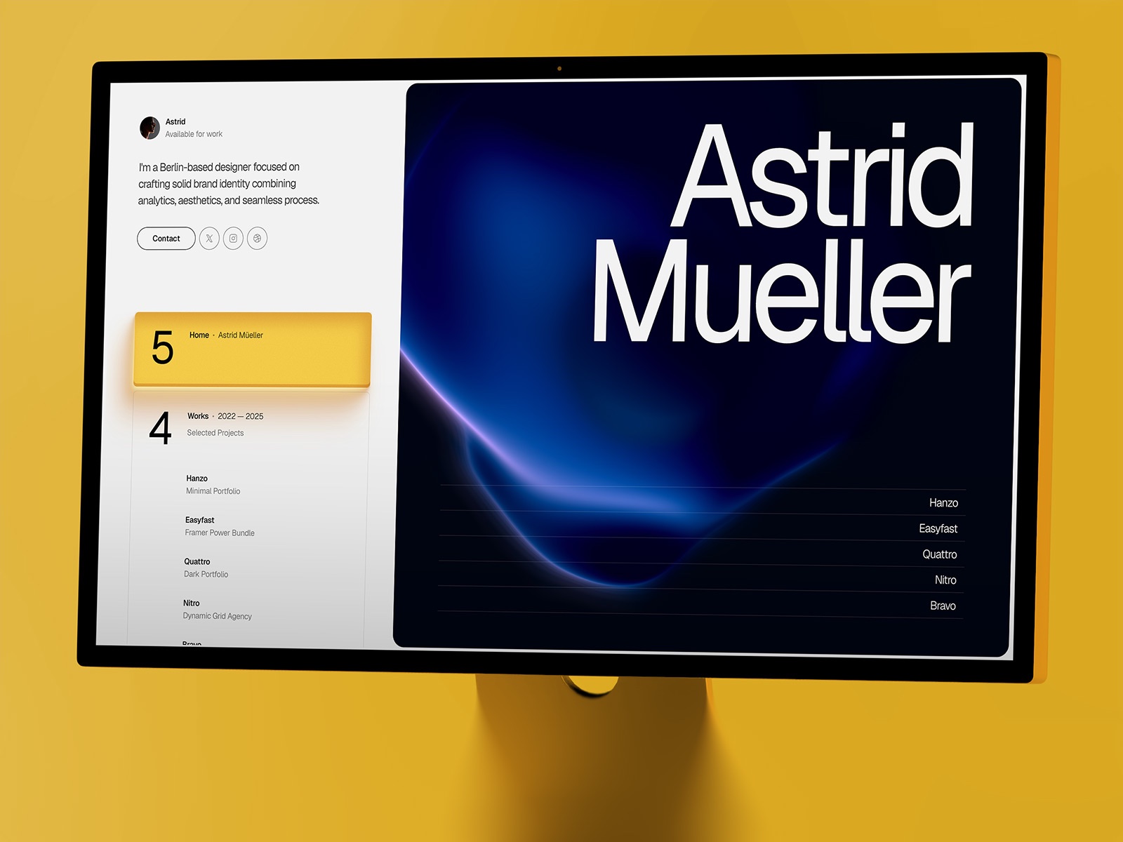 Continuo: Free Portfolio Website Template by Miglena — Free Portfolio Framer Template preview