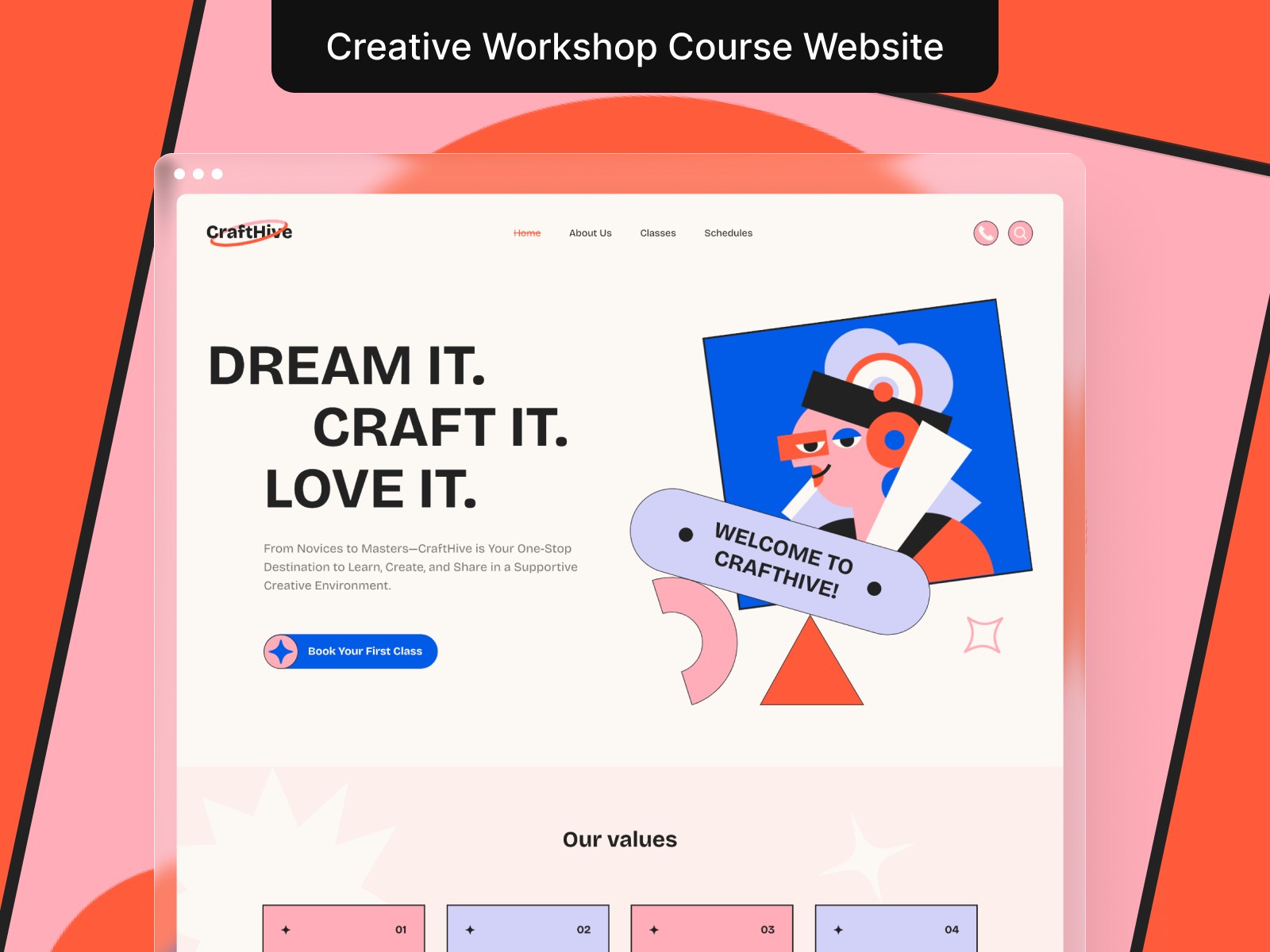 Crafthive — Free Art &amp; Design Website Template by Peterdraw — Free Education Template for Framer by Peterdraw preview