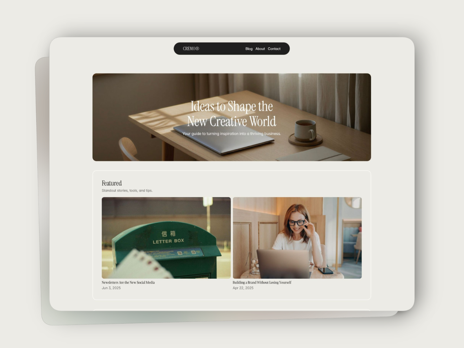 Cremo — Free Portfolio Framer Template preview