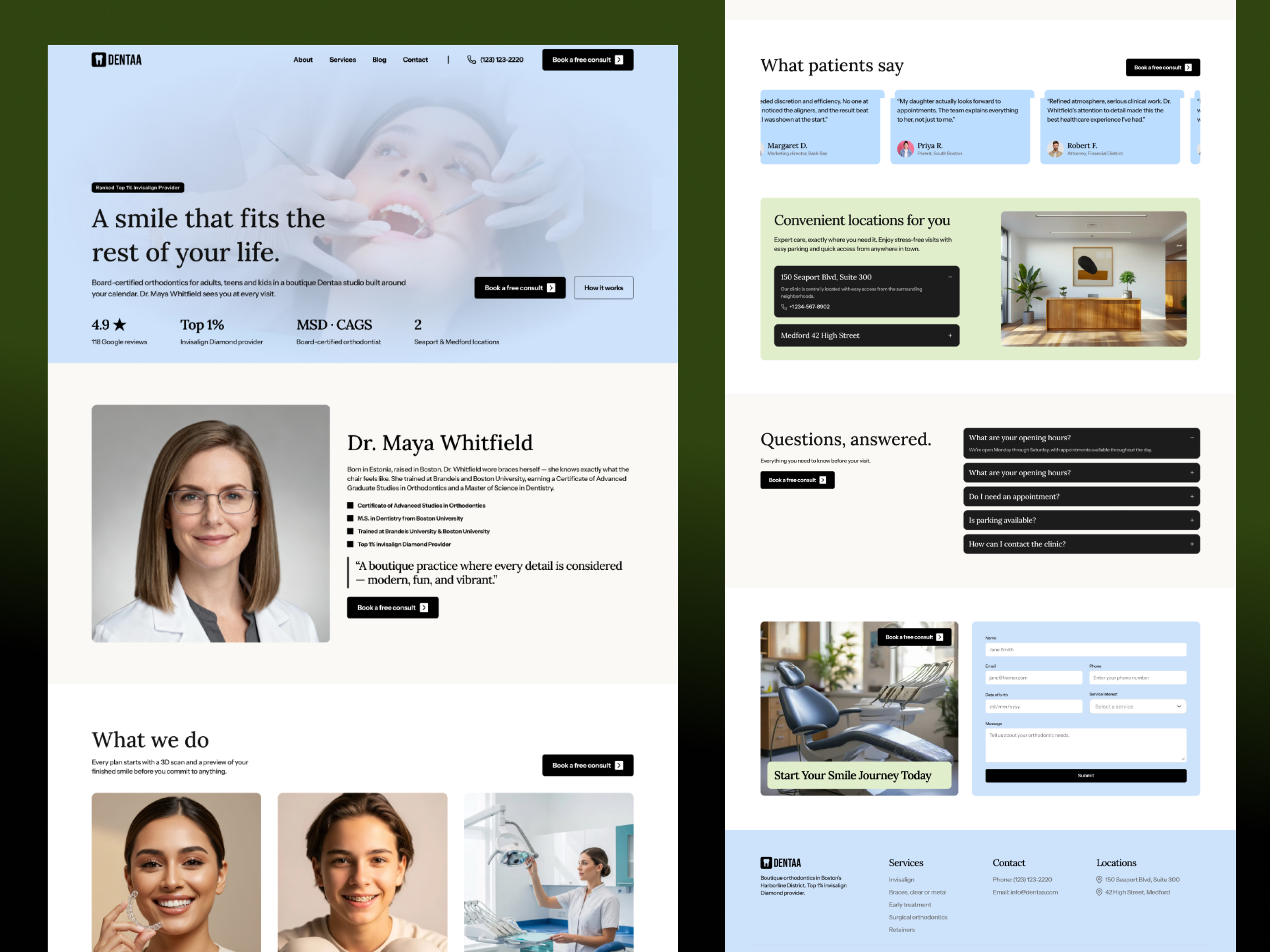 Dentaa — Free Dental Framer Template preview