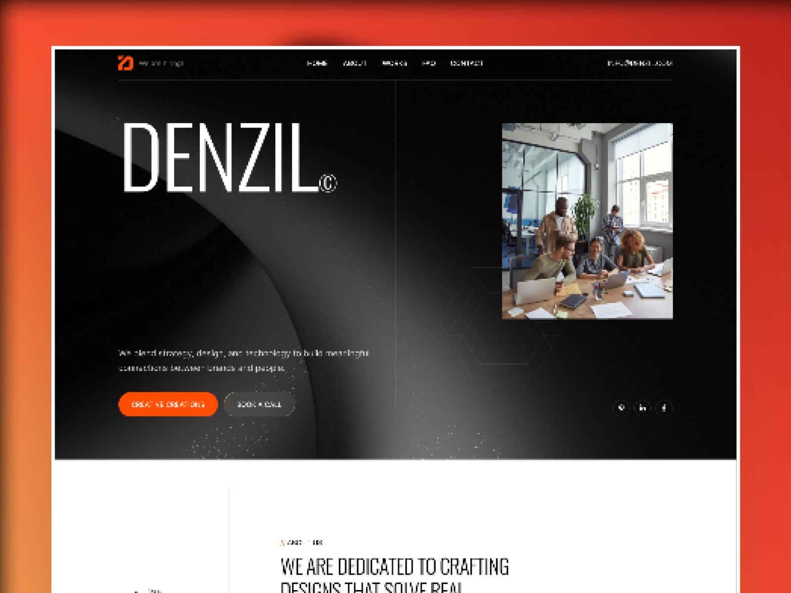 Denzil: Free Agency Website Template by RedDevs — Free Agency Framer Template preview