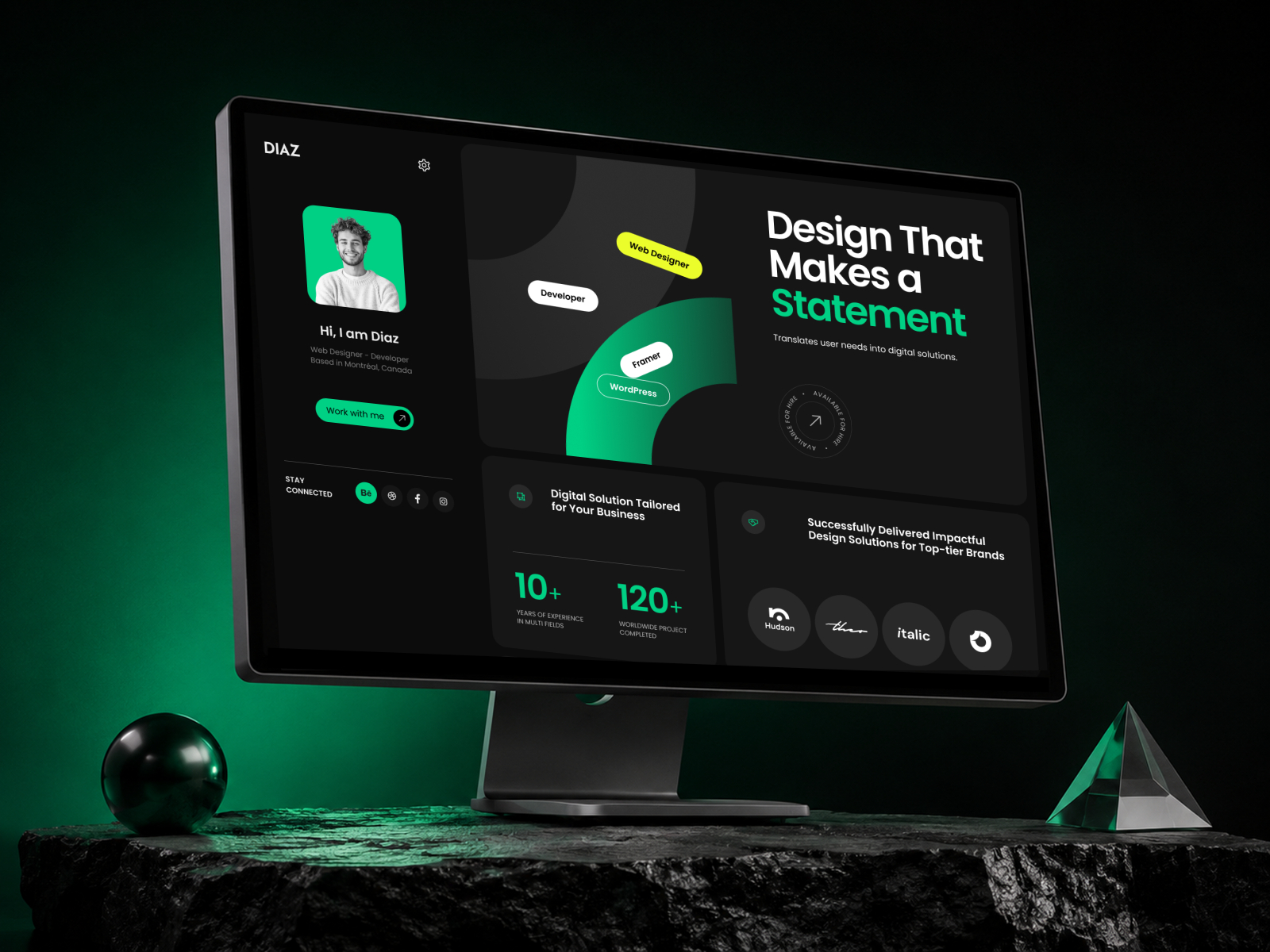 DiazX — Free Portfolio Framer Template preview