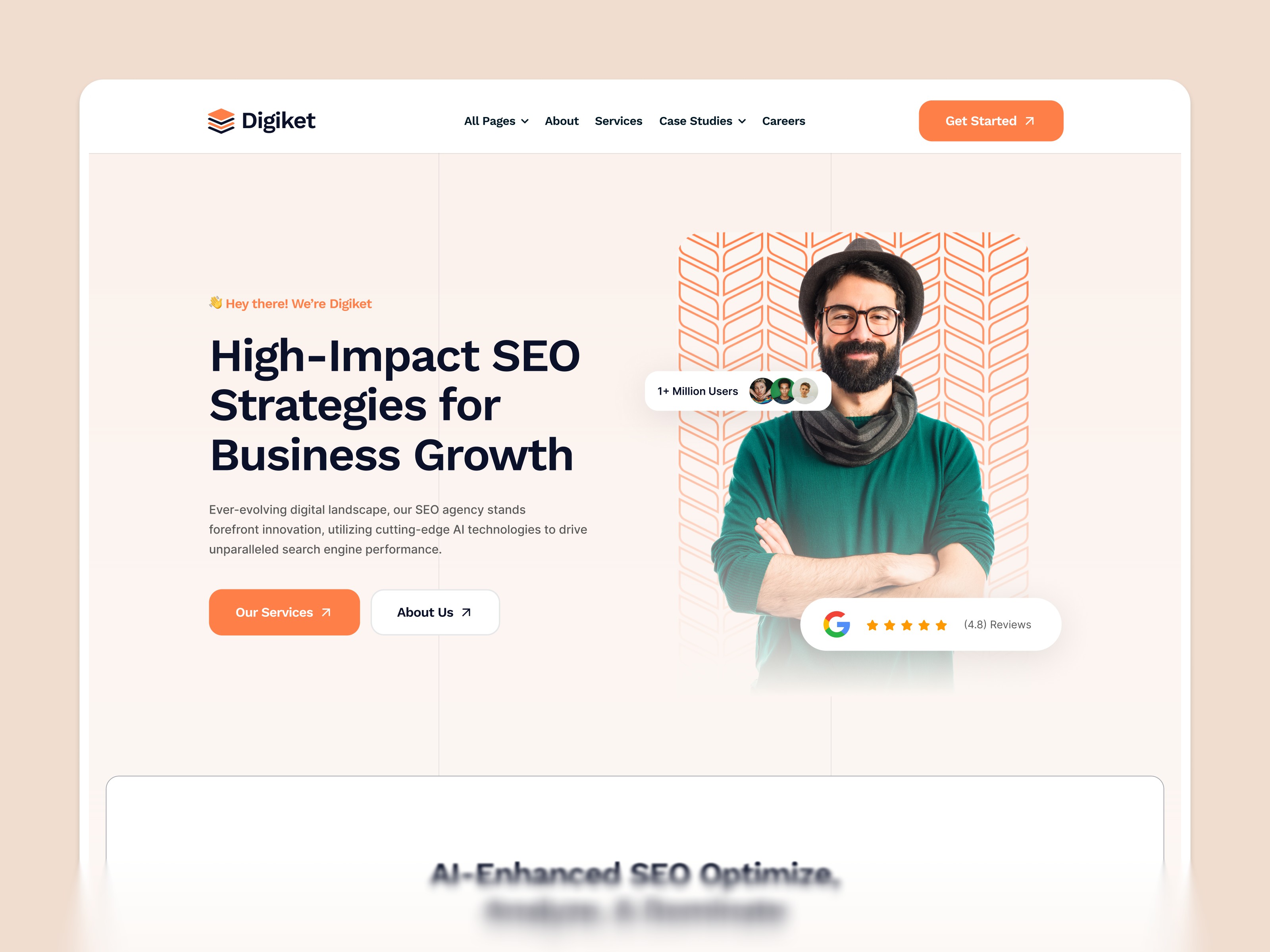 Digiket — Free Agency Website Template by Pentaclay — Free Agency Template for Framer by Pentaclay preview