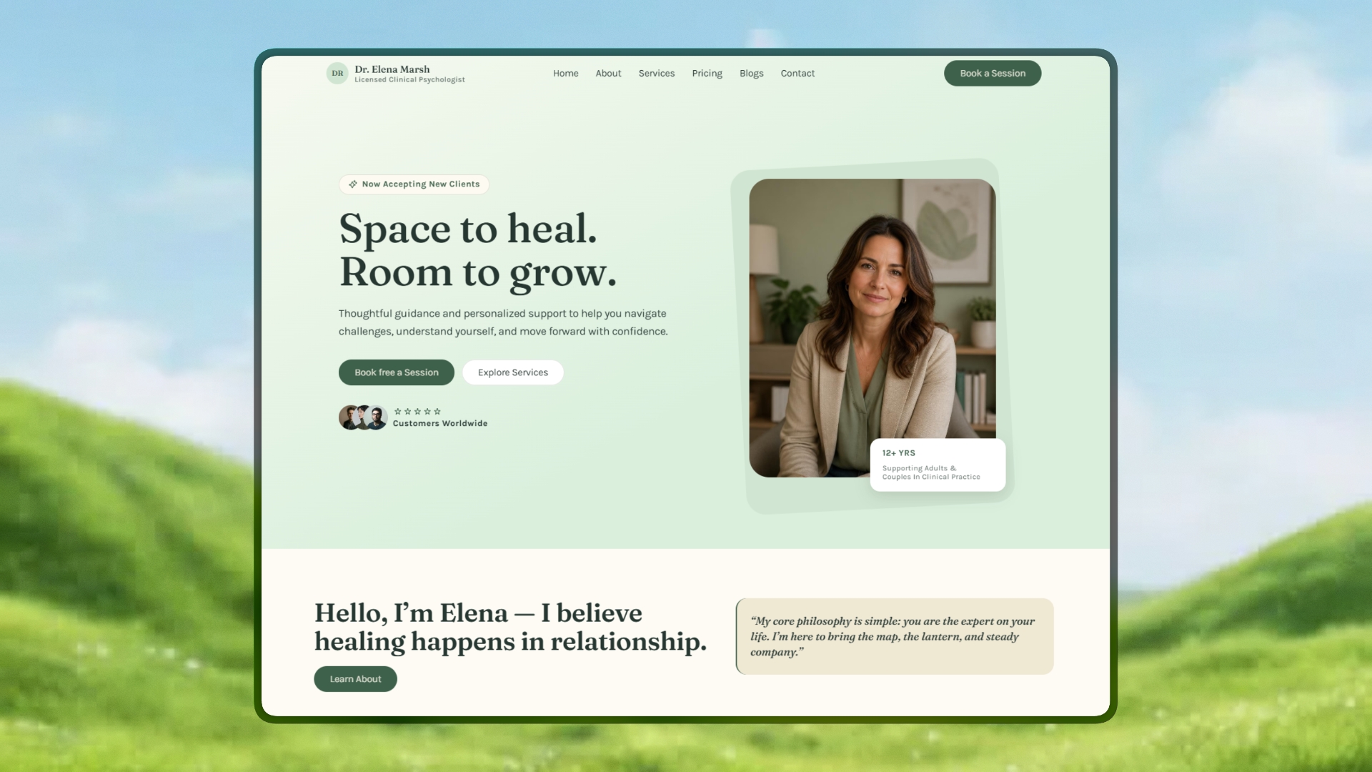 Dr Elena — Free Healthcare Template for Framer preview
