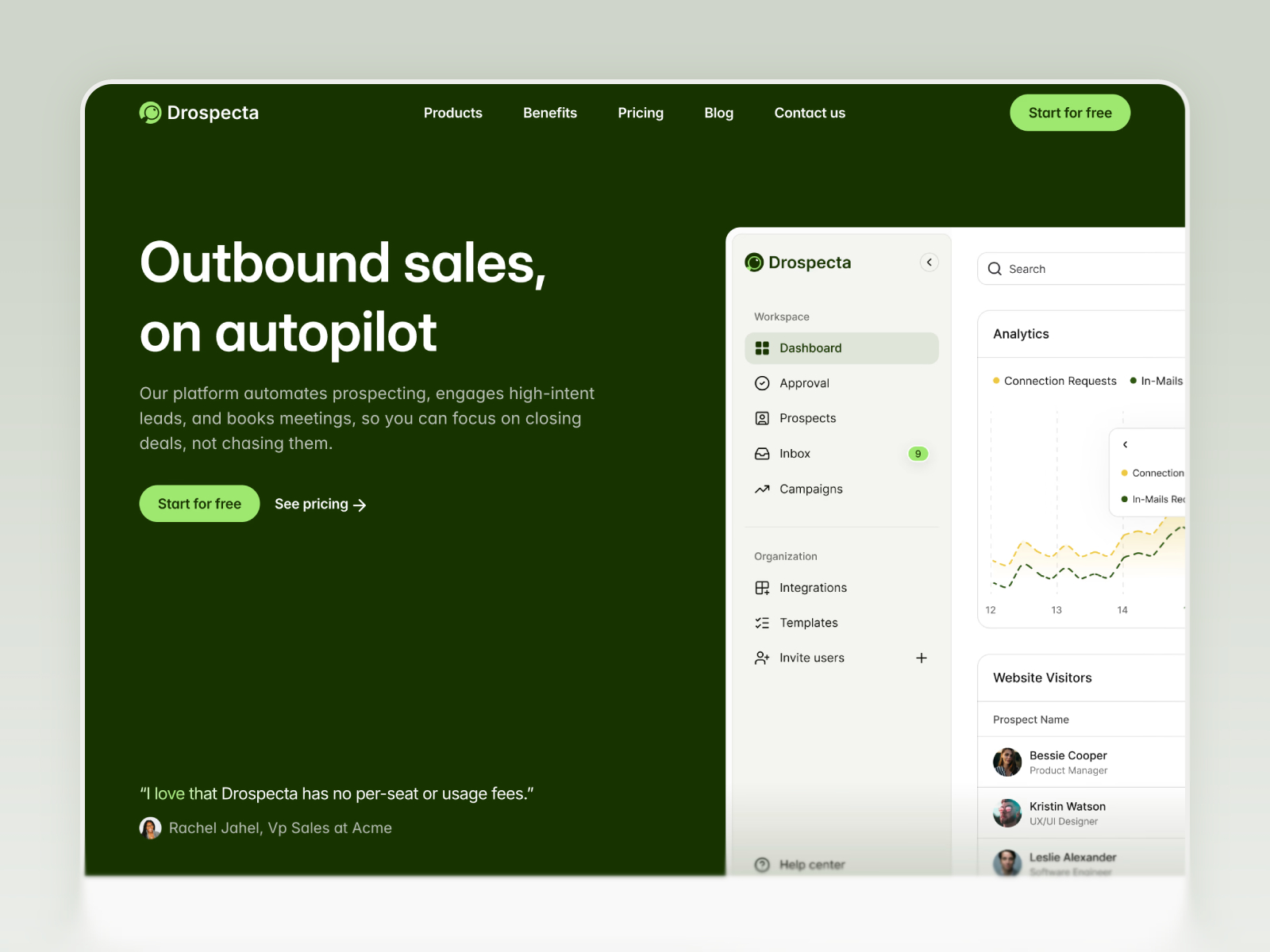 Drospecta — Free SaaS Framer Template preview
