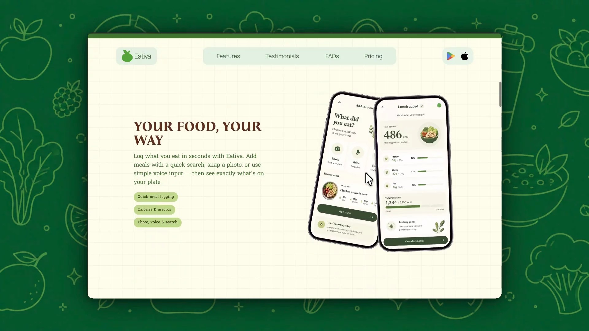 Eativa - App: Free Food Website Template by Shruti Khandelwal — Free Food Framer Template preview