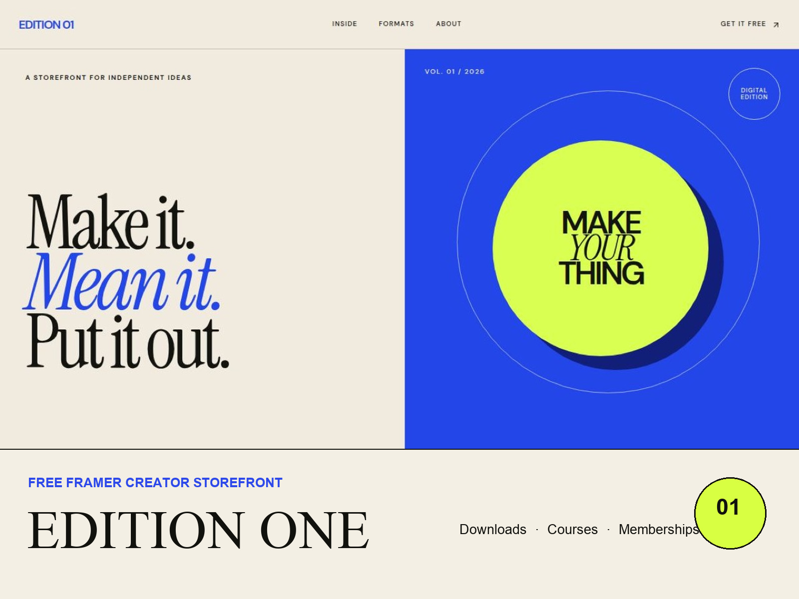 Edition One — Free Storefront Template for Framer by Klub Haus preview