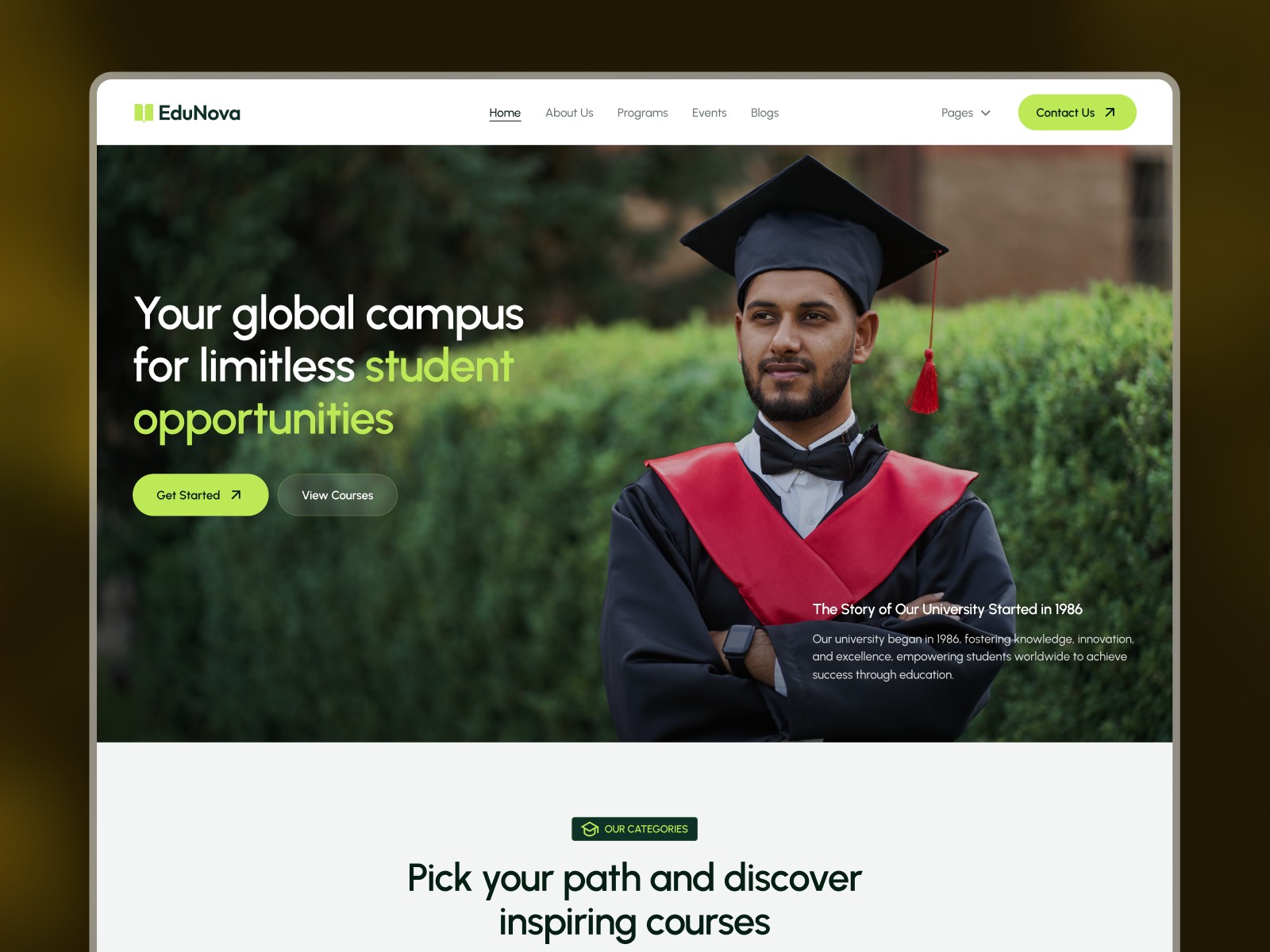 Educrest: Free Landing Page Website Template by Arini Studio — Free Education Framer Template preview