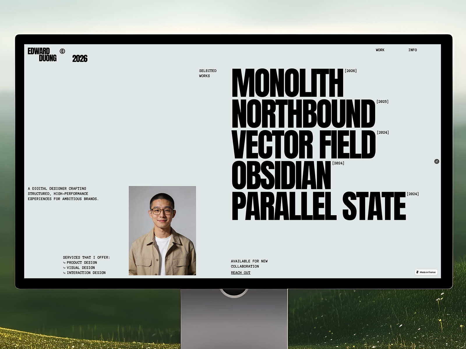 Edward Duong — Free Portfolio Framer Template preview