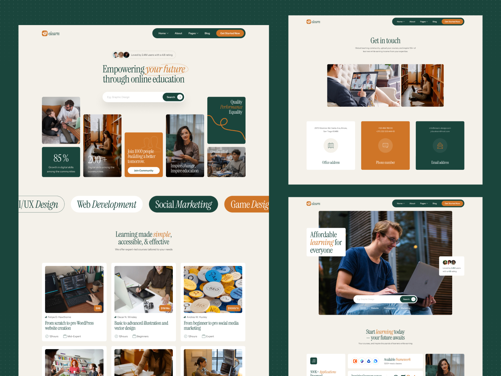 eLearni — Free Education Framer Template preview