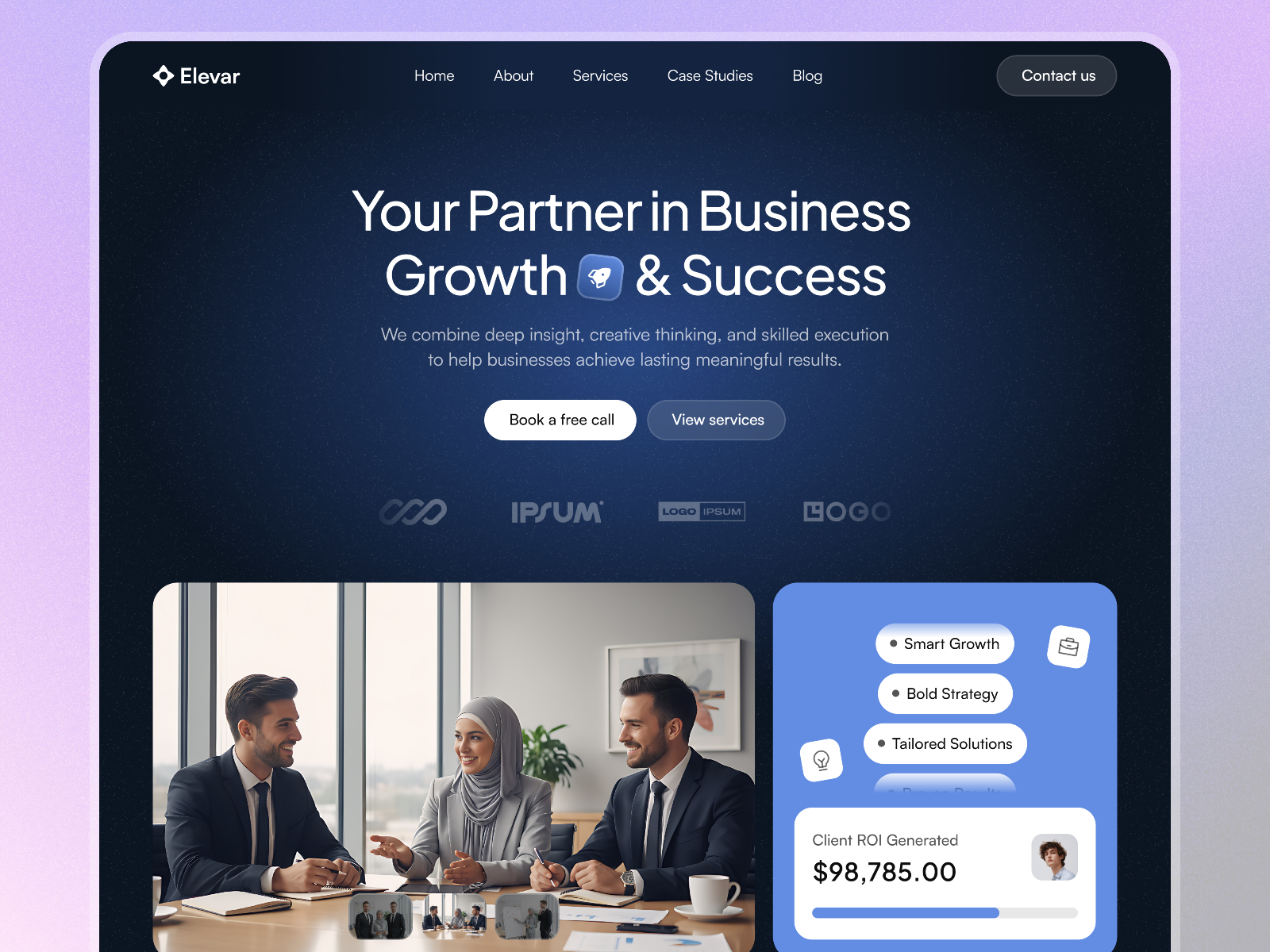 Elevar — Free Agency Framer Template preview