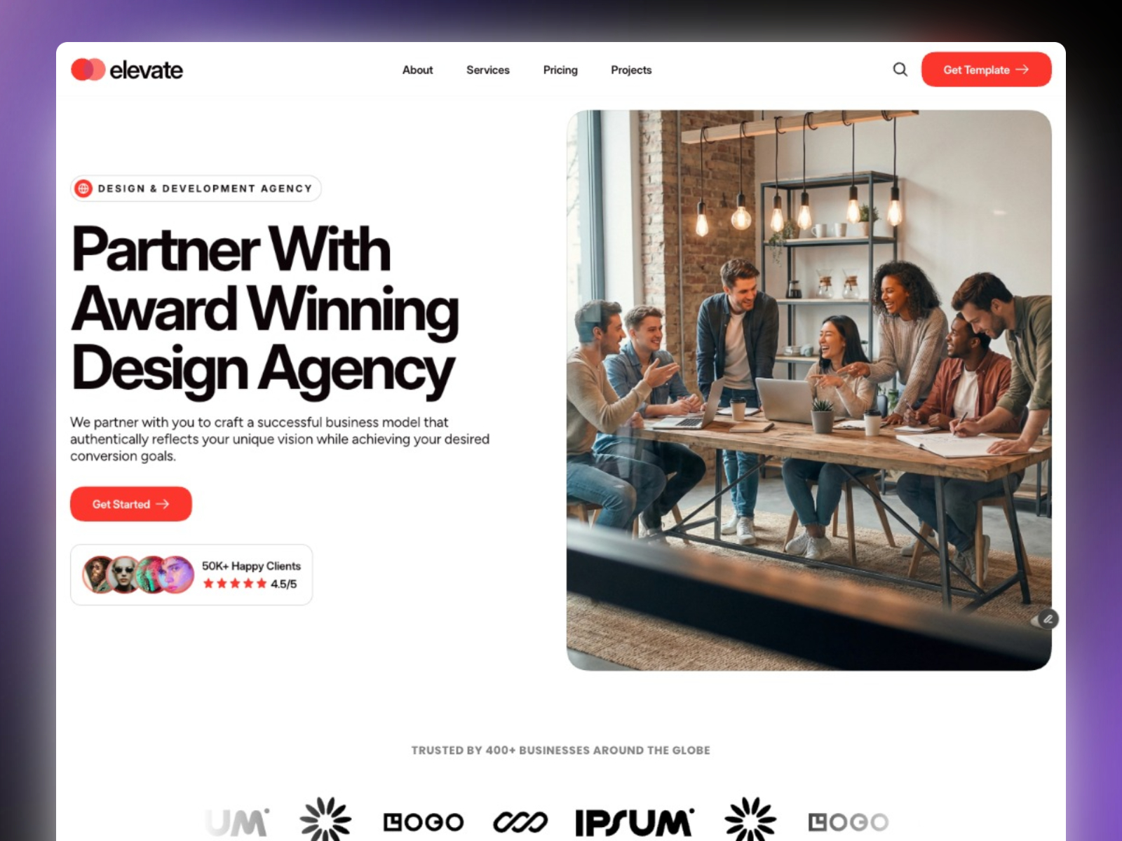 Elevate: Free Agency Website Template by Prashant Chamoli — Free Portfolio Framer Template preview