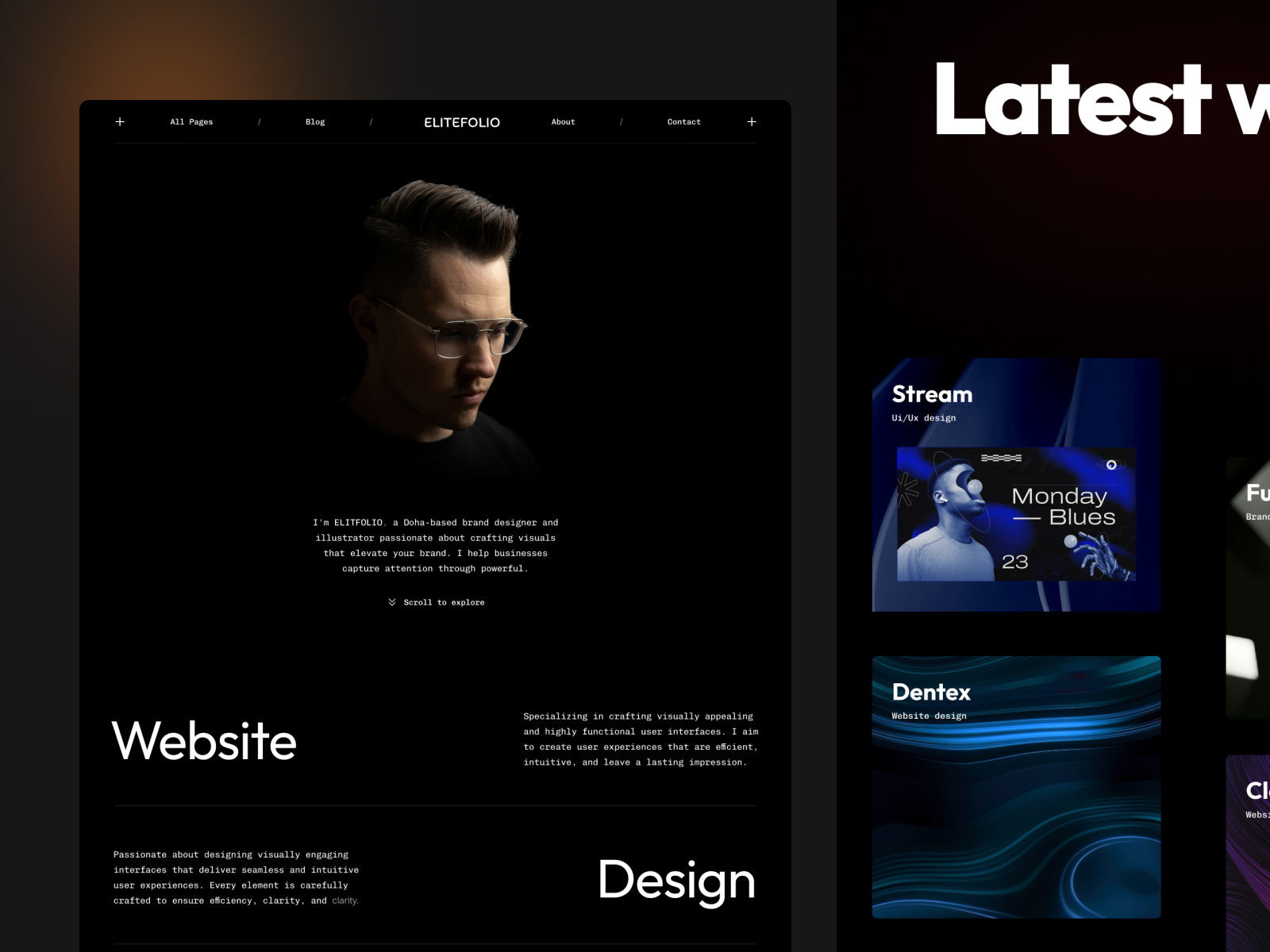 Elitefolio: Free Portfolio Website Template by Rixson — Free Portfolio Framer Template preview