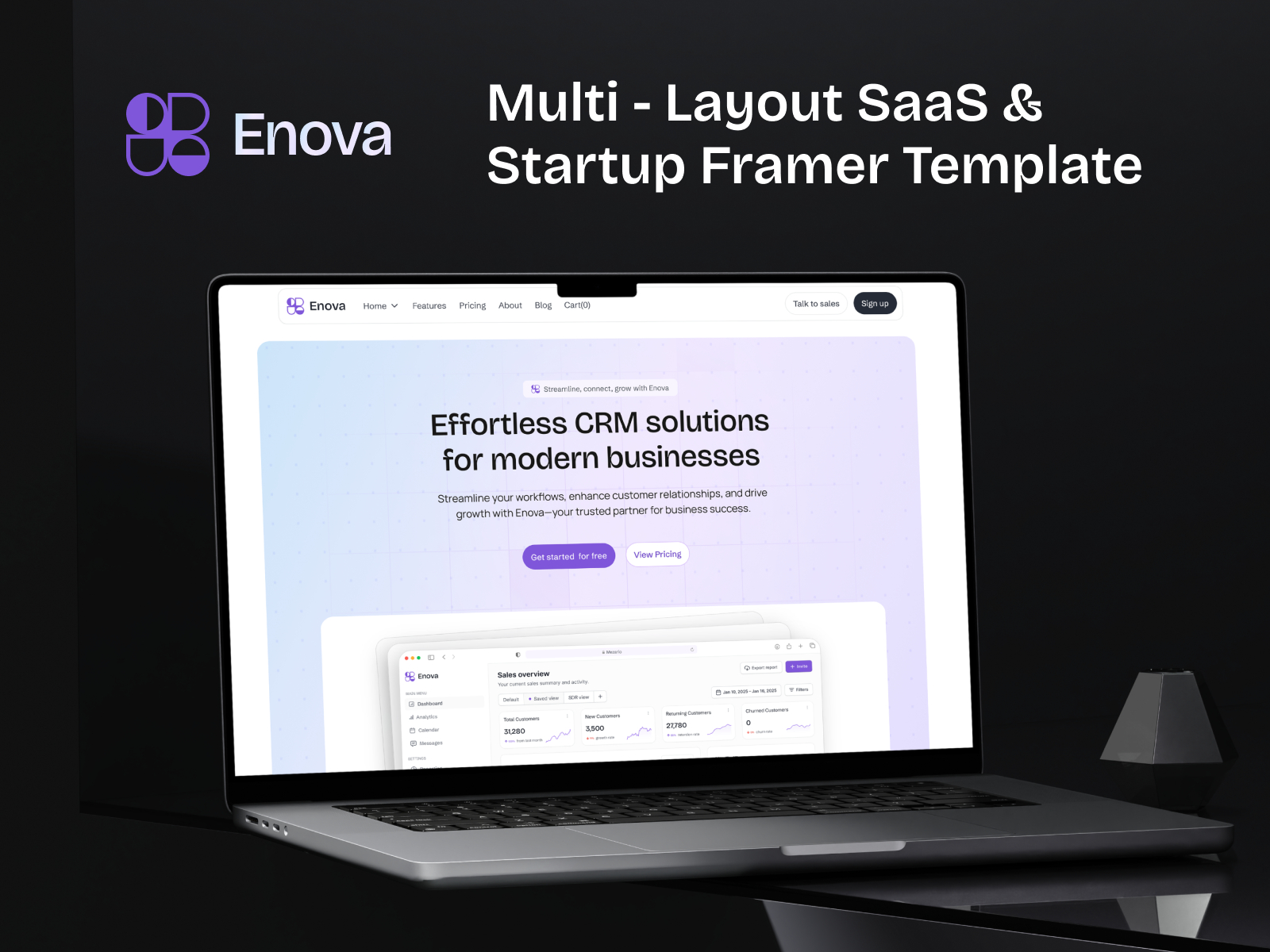 Enova: Free Business Website Template by RedDevs — Free SaaS Framer Template preview