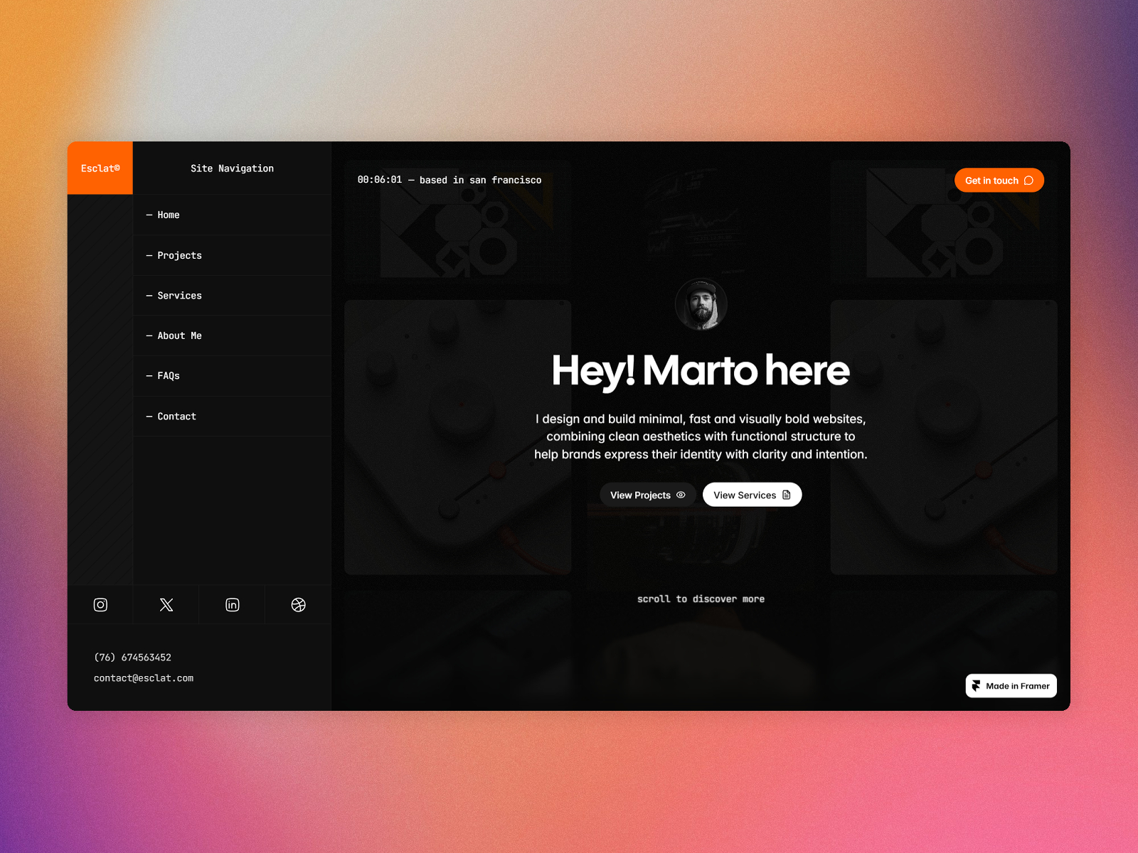 Esclat — Free Portfolio Framer Template preview