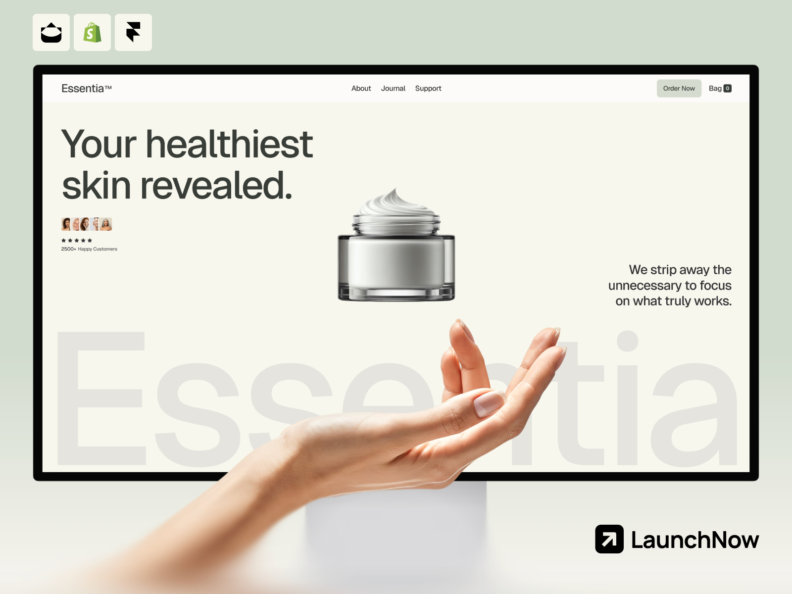 Essentia: Responsive Ecommerce Website Template by Joseph Alexander — Free Food Framer Template preview