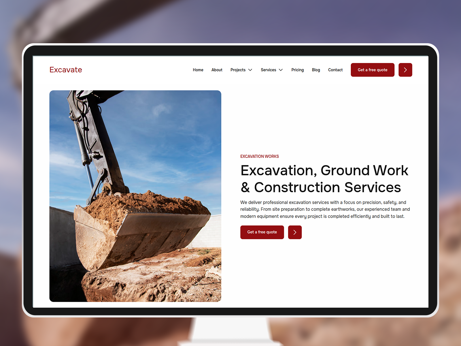 Excavation Works — Free Construction Template for Framer by Outumn preview
