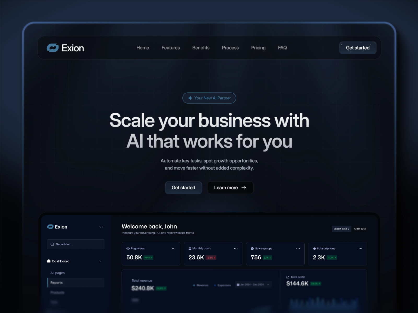 Exion — Free SaaS Framer Template preview