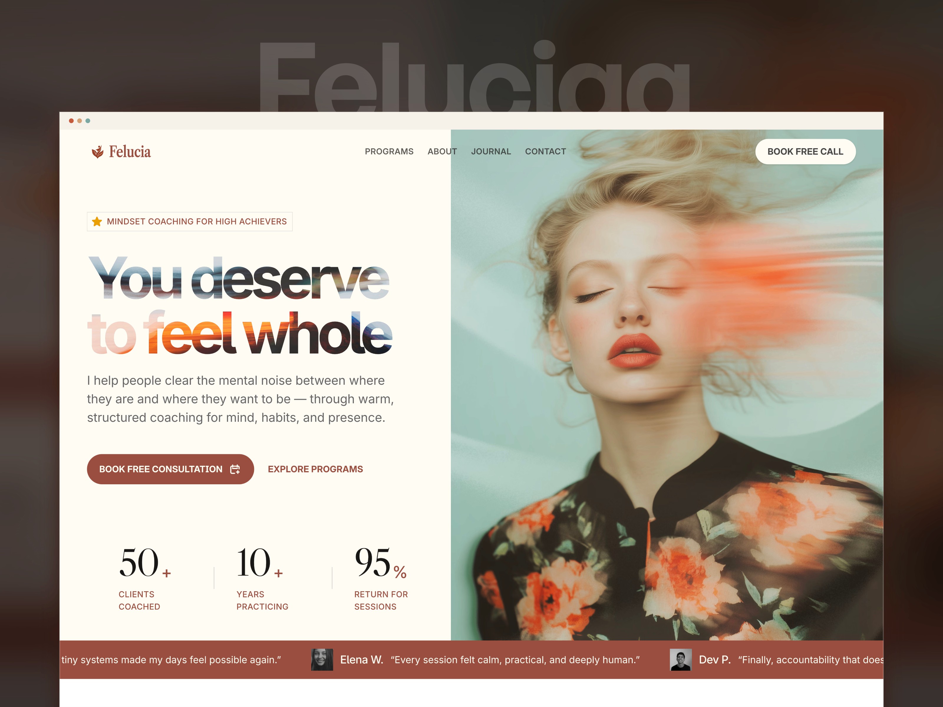 Feluciaa: Free Portfolio Website Template by Pratham — Free Education Framer Template preview