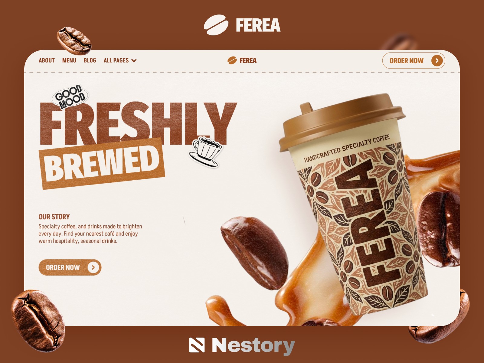 Ferea — Free Restaurant Website Template by Nestory — Free Food Template for Framer by Nestory preview