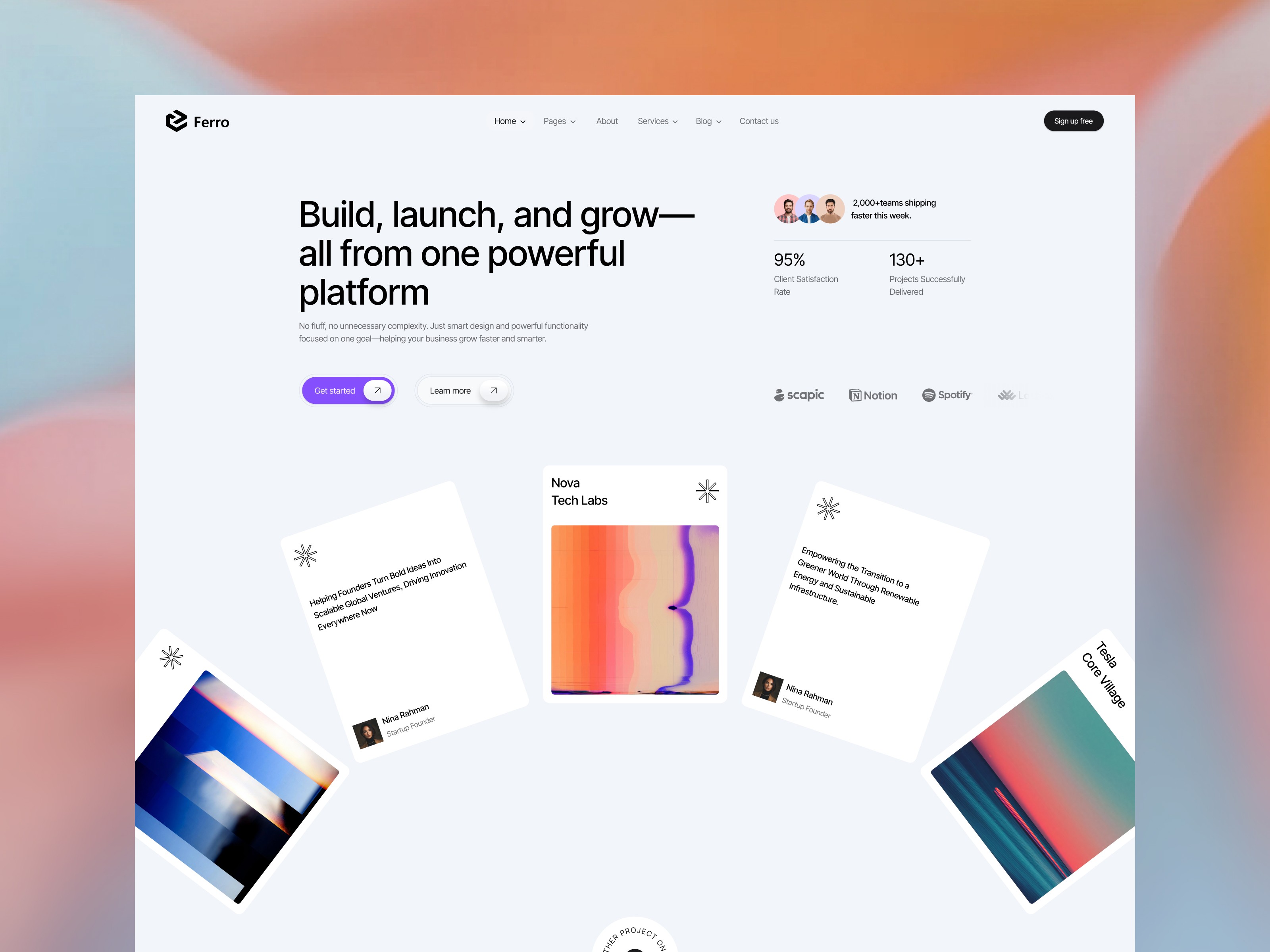 Ferro Studio: Free Portfolio Website Template by Pixels71 — Free Portfolio Framer Template preview