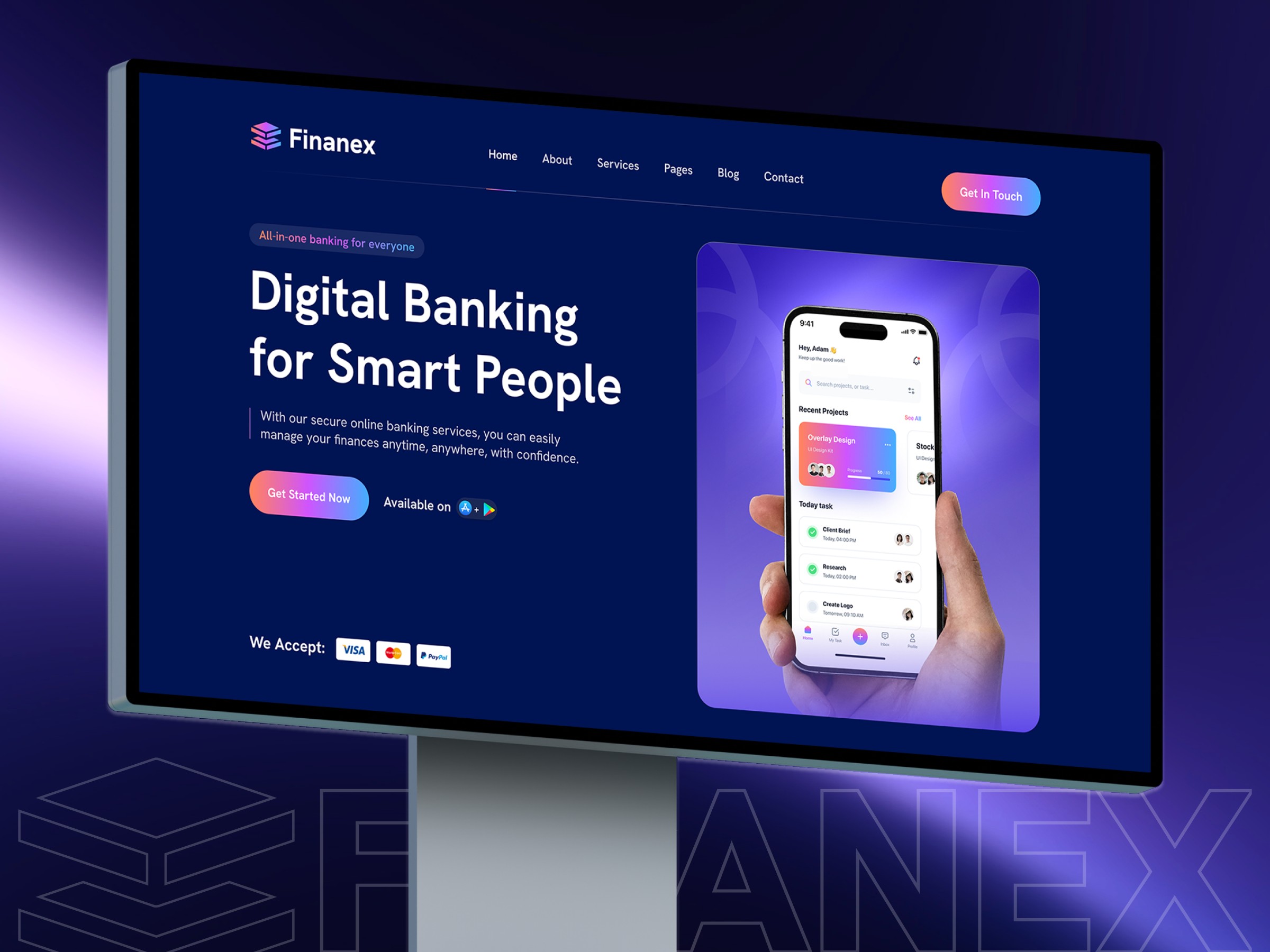 Finanex — Free SaaS Website Template by Mezario — Free Finance Template for Framer by Mezario preview