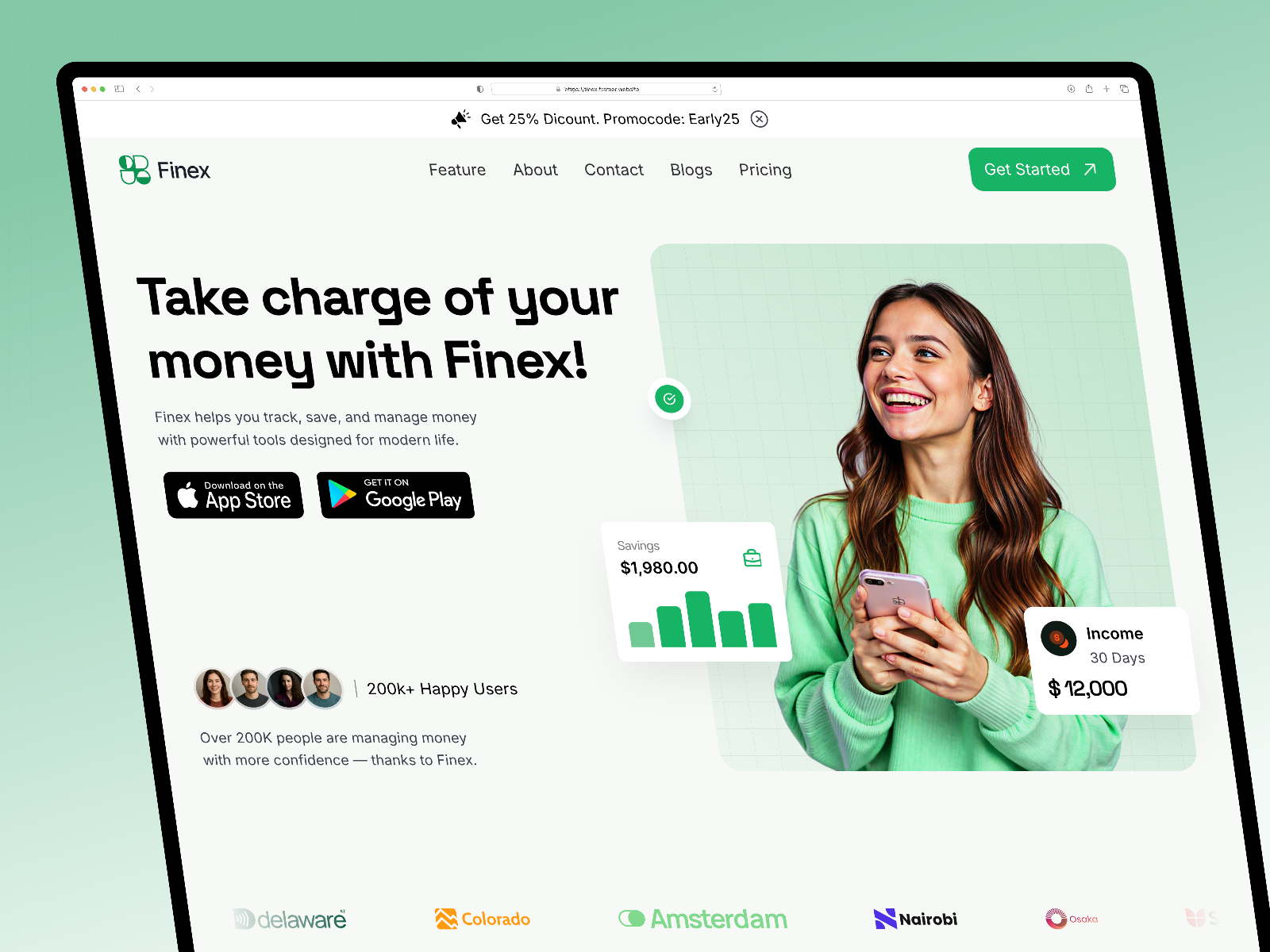 Finaxy: Free SaaS Website Template by Framigo Studio — Free Finance Framer Template preview