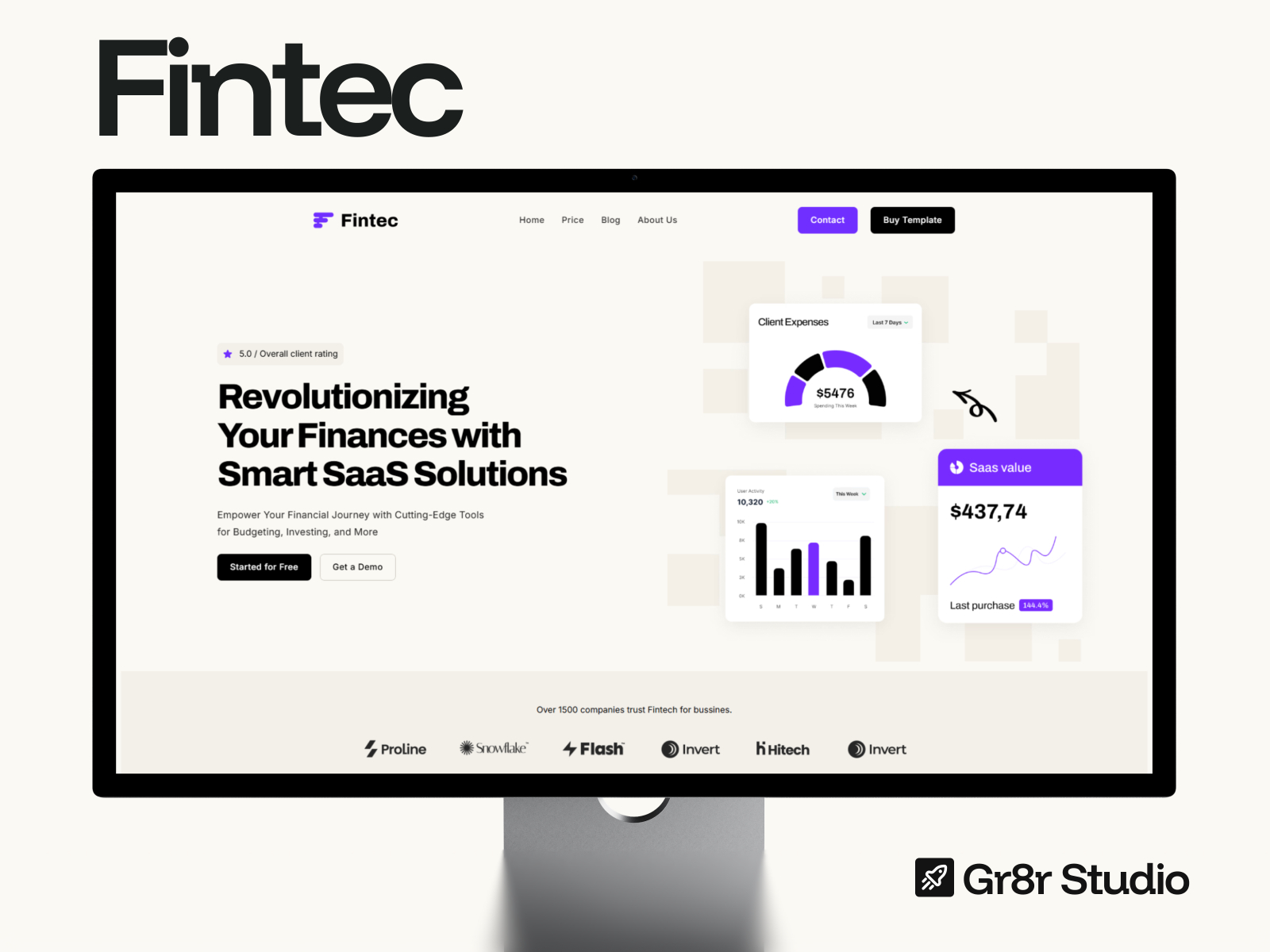 Fintecfin: Free AI Website Template by Gr8r Themes — Free SaaS Framer Template preview