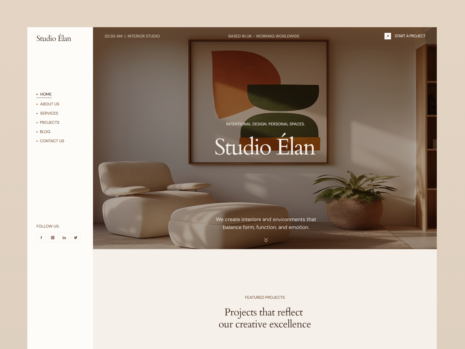 Fioren Interiors: Free Portfolio Website Template by Shamir K. Ahmed — Free Architecture Framer Template preview