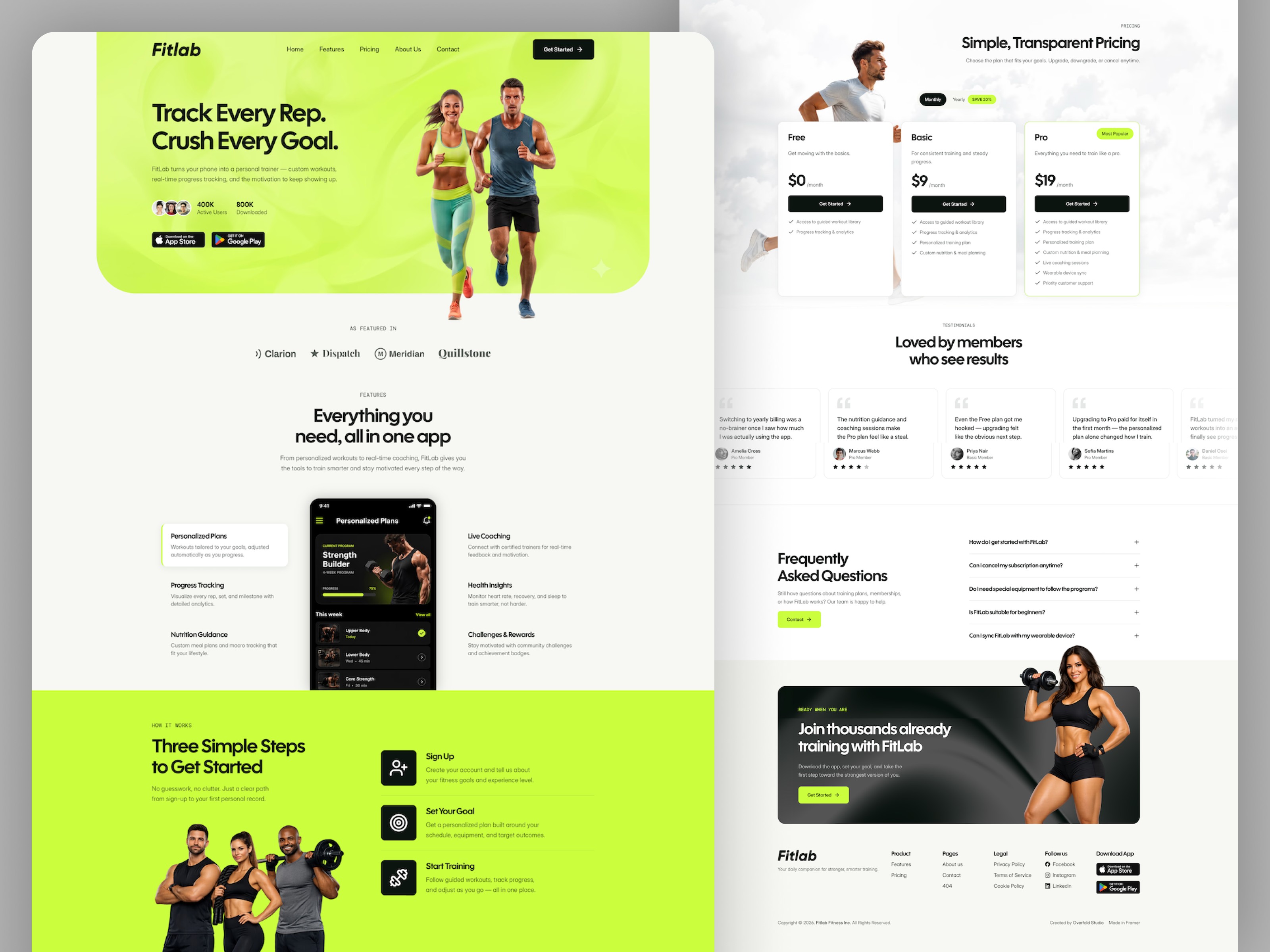 FitLab — Free Health Website Template by Overfold Studio — Free Healthcare Template for Framer by Overfold Studio preview