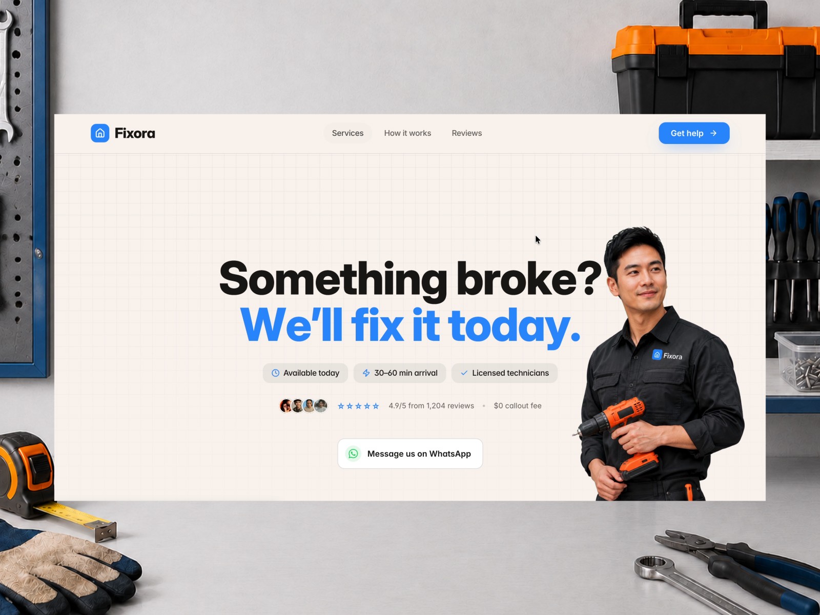 Fixora Service — Free Landing Page Website Template by Roman Koby — Free Portfolio Template for Framer by Roman Koby preview