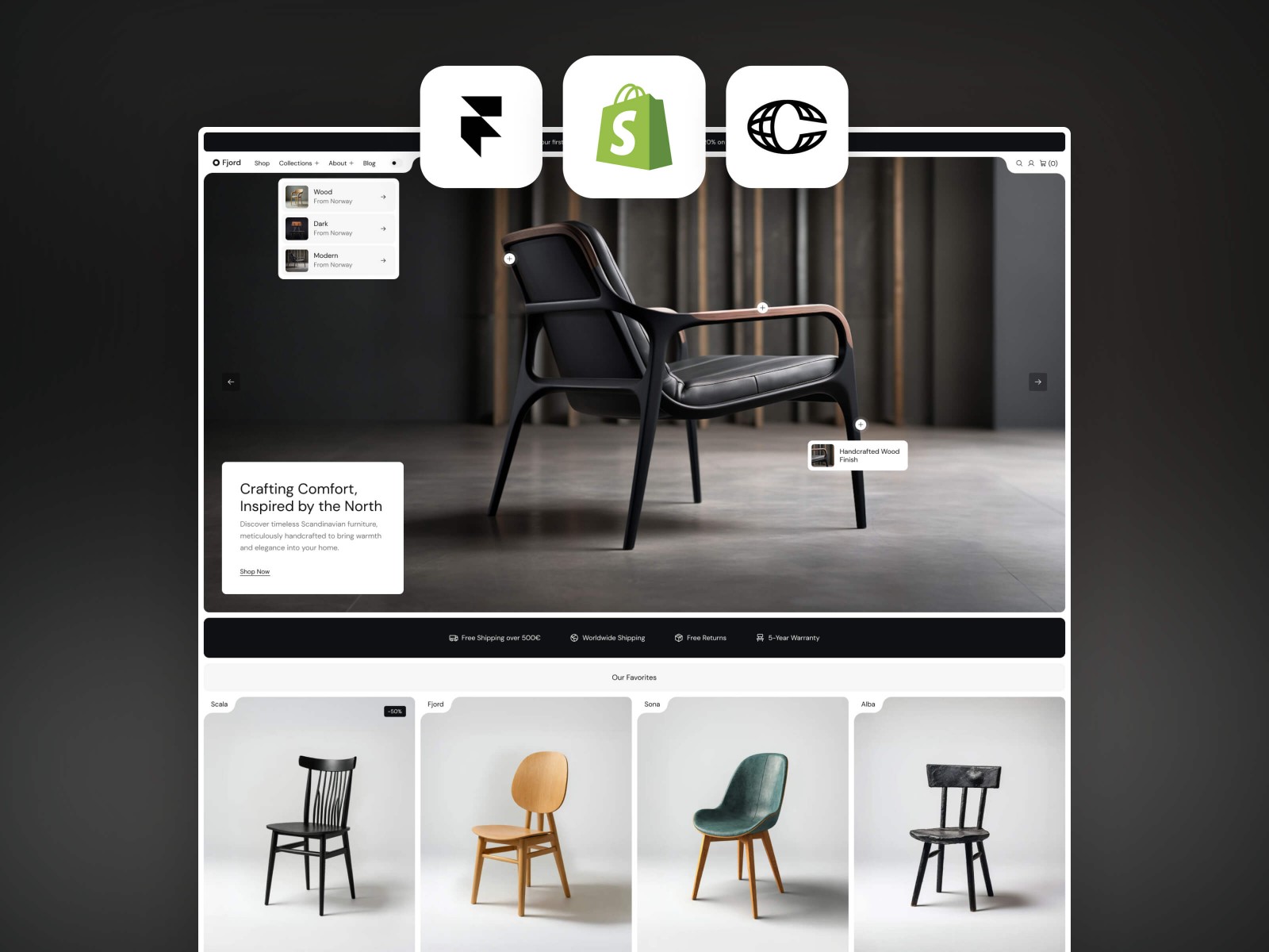 Fjord: Responsive Ecommerce Website Template by Pawel Gola — Free Ecommerce Framer Template preview