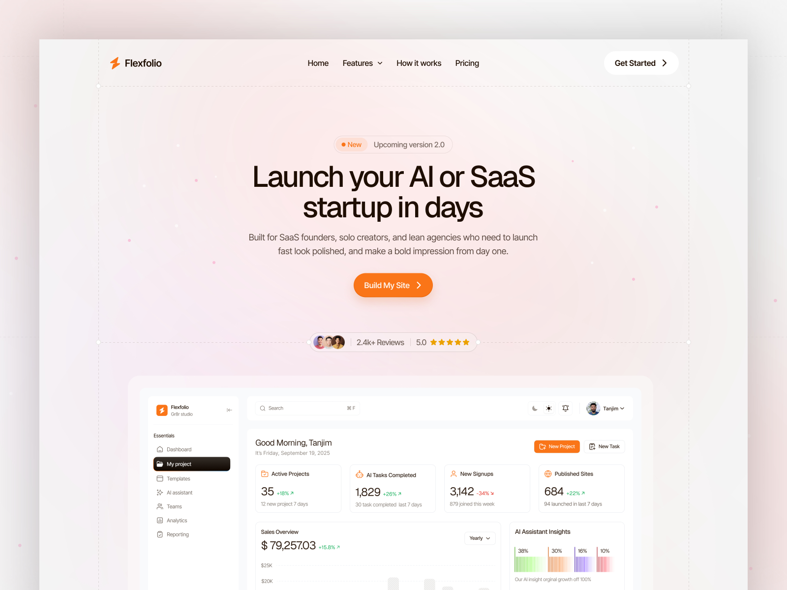 Flexfolio: Free AI Website Template by Gr8r Themes — Free SaaS Framer Template preview