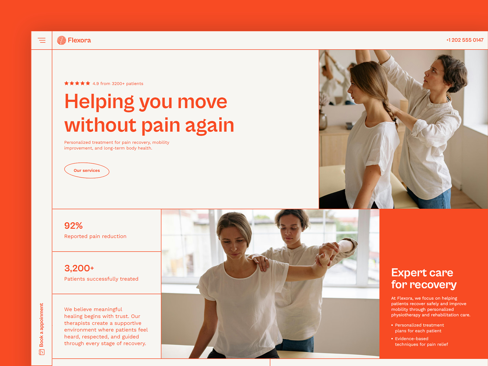 Flexora — Free Physiotherapy & Wellness Framer Template preview