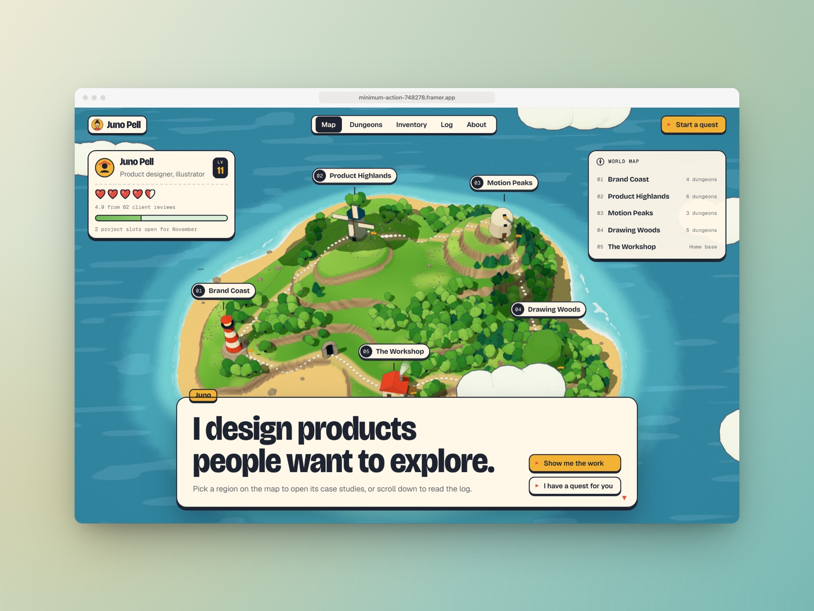Folioland — Free Portfolio Template for Framer preview