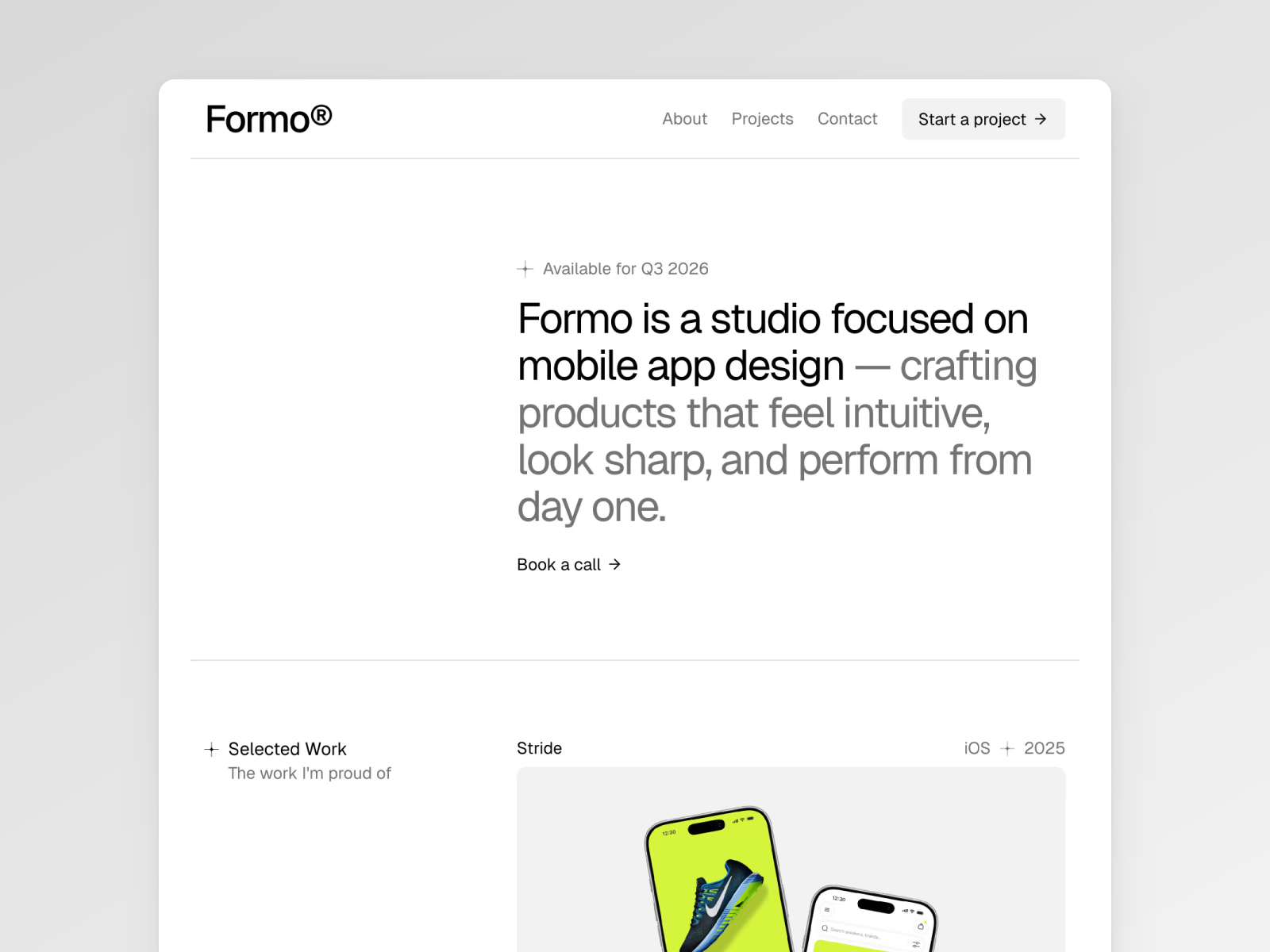 Formo — Free App Designer Portfolio Framer Template preview