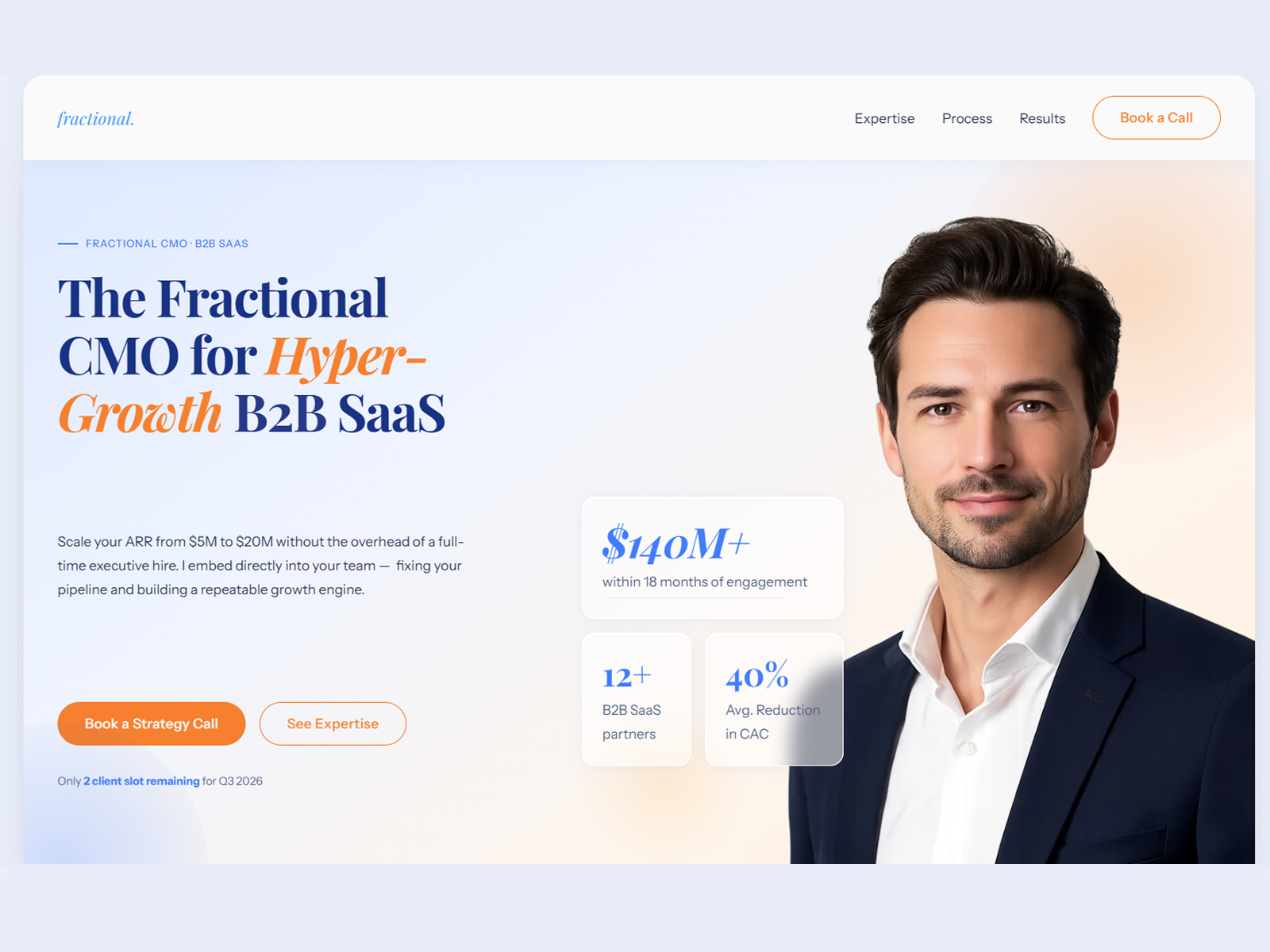 Fractional CMO Pro: Free Portfolio Website Template by Andreea C — Free Portfolio Framer Template preview