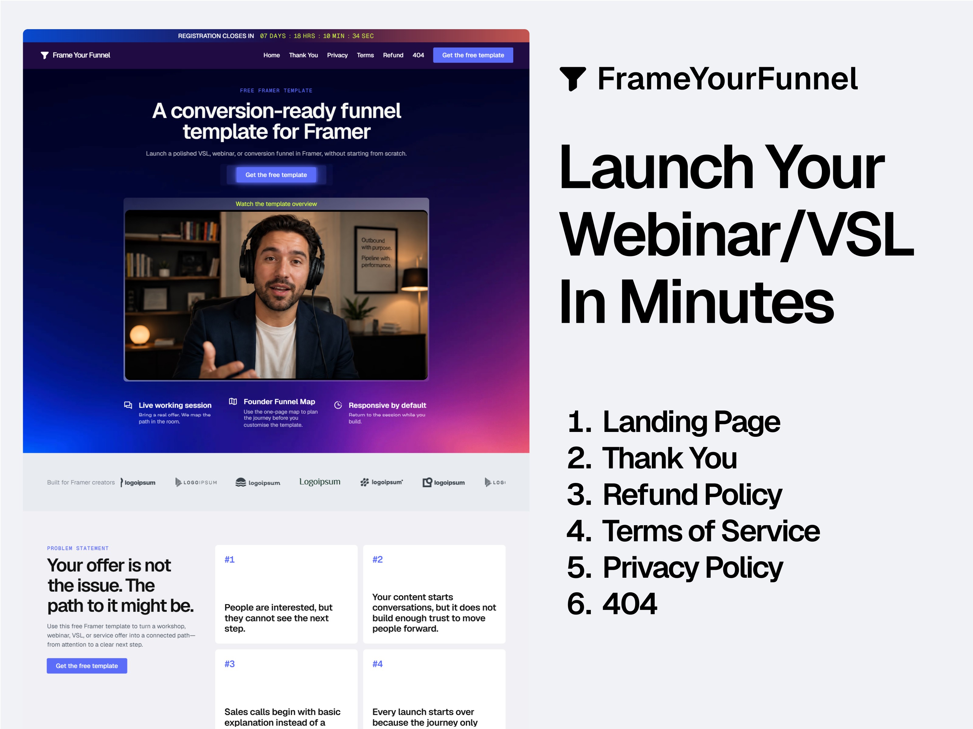 Frame Your Funnel: Free Marketing Website Template by Aryan Tanwar — Free Blog Framer Template preview