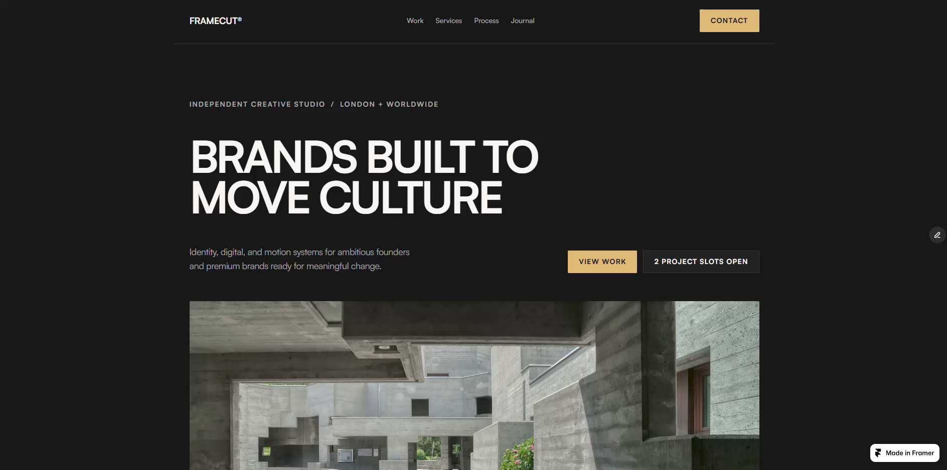FRAMECUT: Free Portfolio Website Template by KOVA Creative — Free Portfolio Framer Template preview