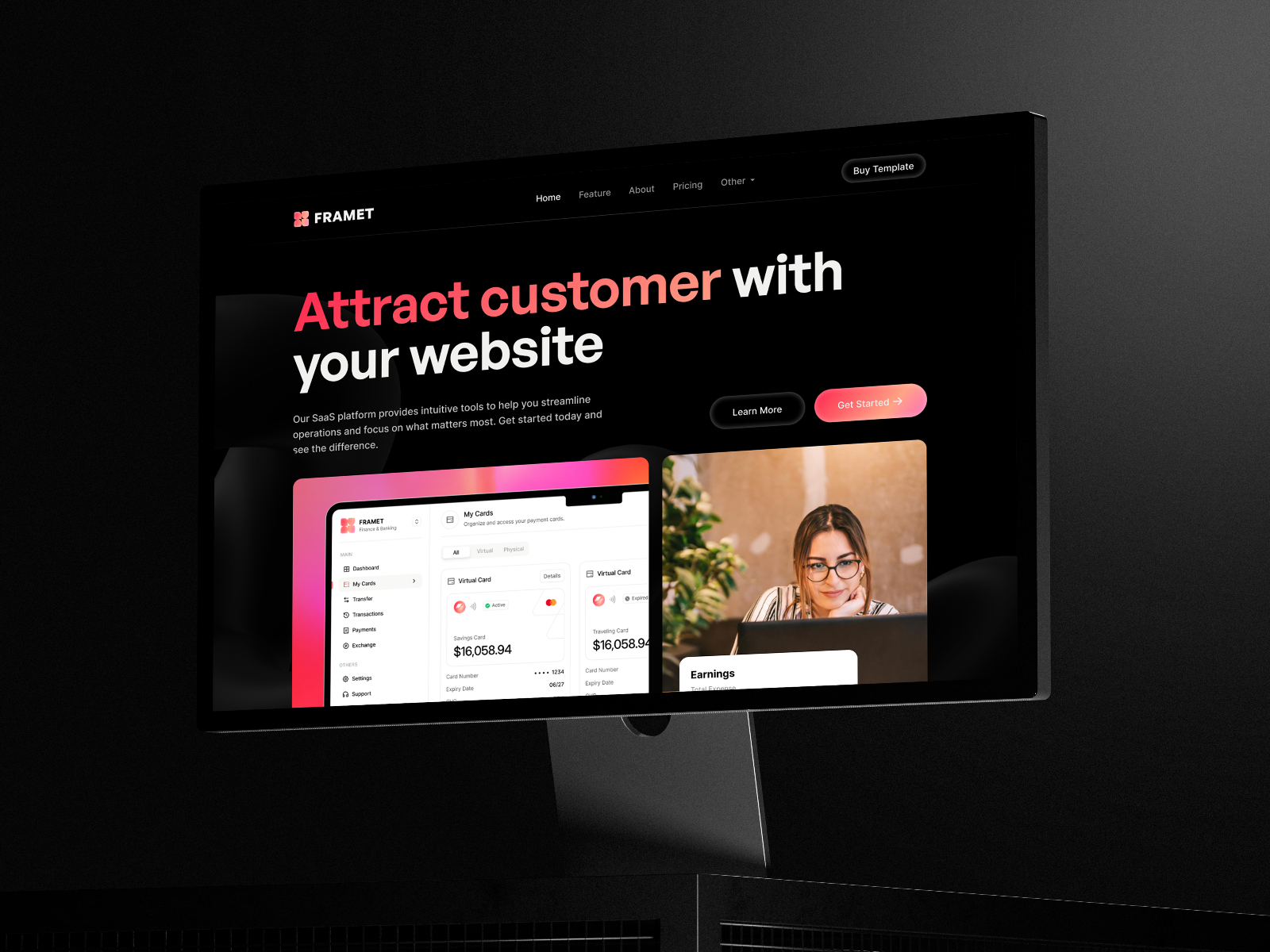 Framet: Free SaaS Website Template by Amani — Free Finance Framer Template preview