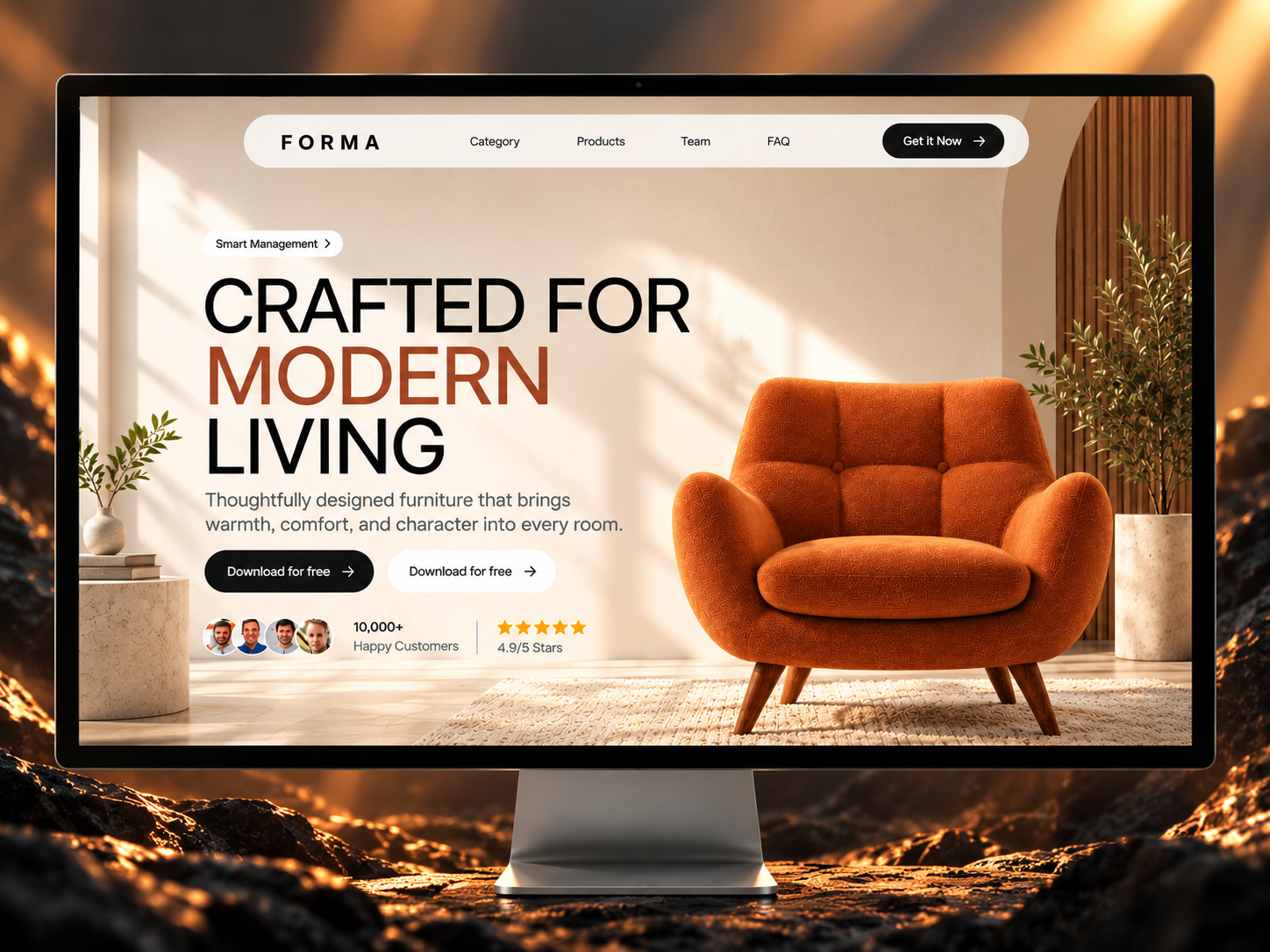 FurnitureOne — Free Landing Page Template for Framer preview