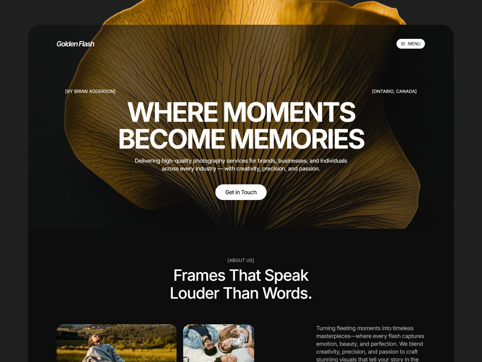 GoldenFlash — Free Portfolio Framer Template preview