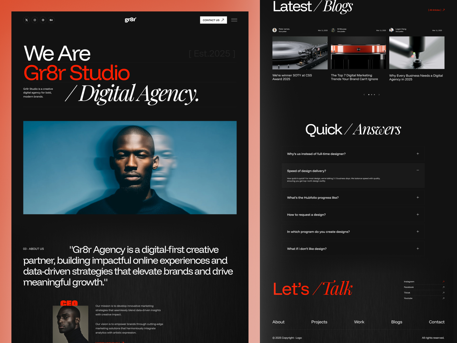Gr8r: Free Portfolio Website Template by Tanjim Islam — Free Portfolio Framer Template preview