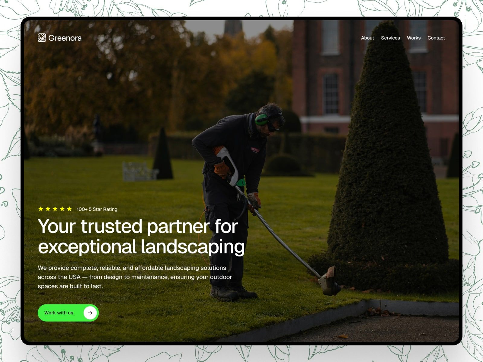 Greenora — Free Landing Page Framer Template preview