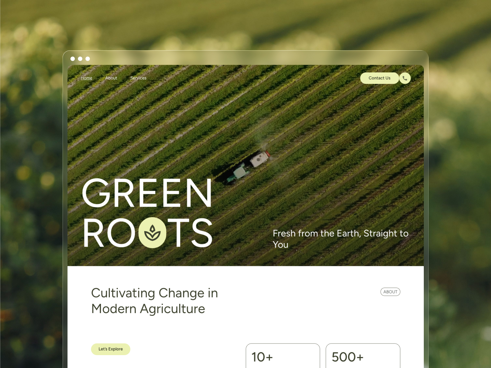 Greenroots — Free Food Template for Framer preview