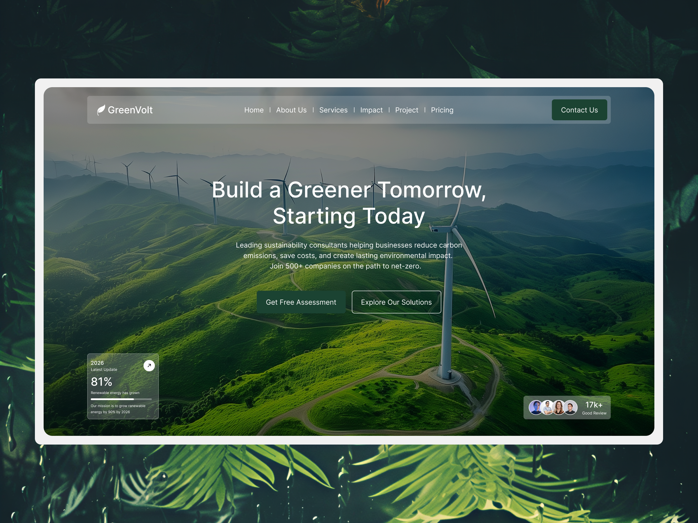 GreenVolt Green — Free Agency Framer Template preview