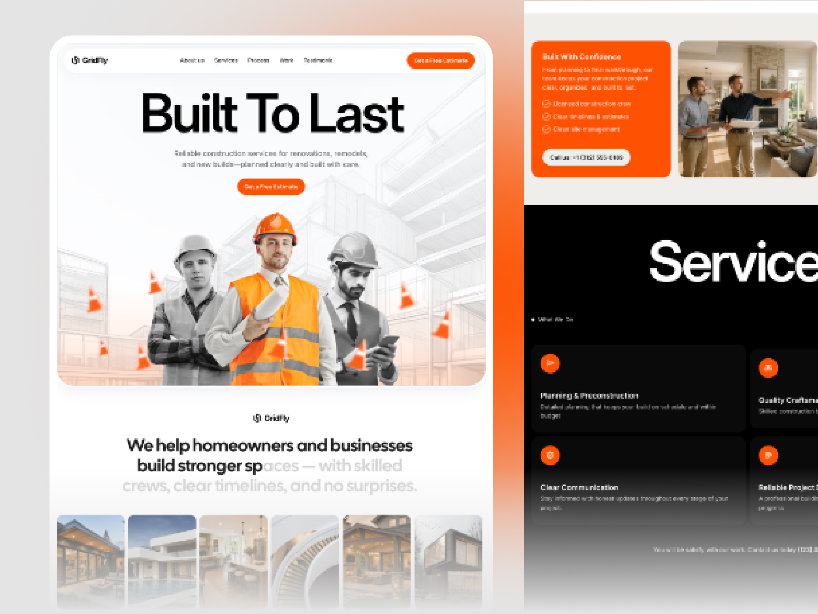 GridFly: Free Portfolio Website Template by Tanber Hossen — Free Architecture Framer Template preview