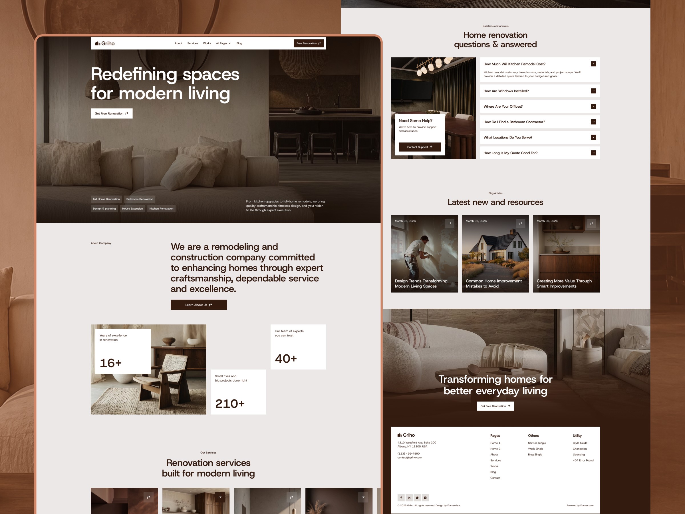 Griho: Free Home Decor Website Template by Mezario — Free Architecture Framer Template preview