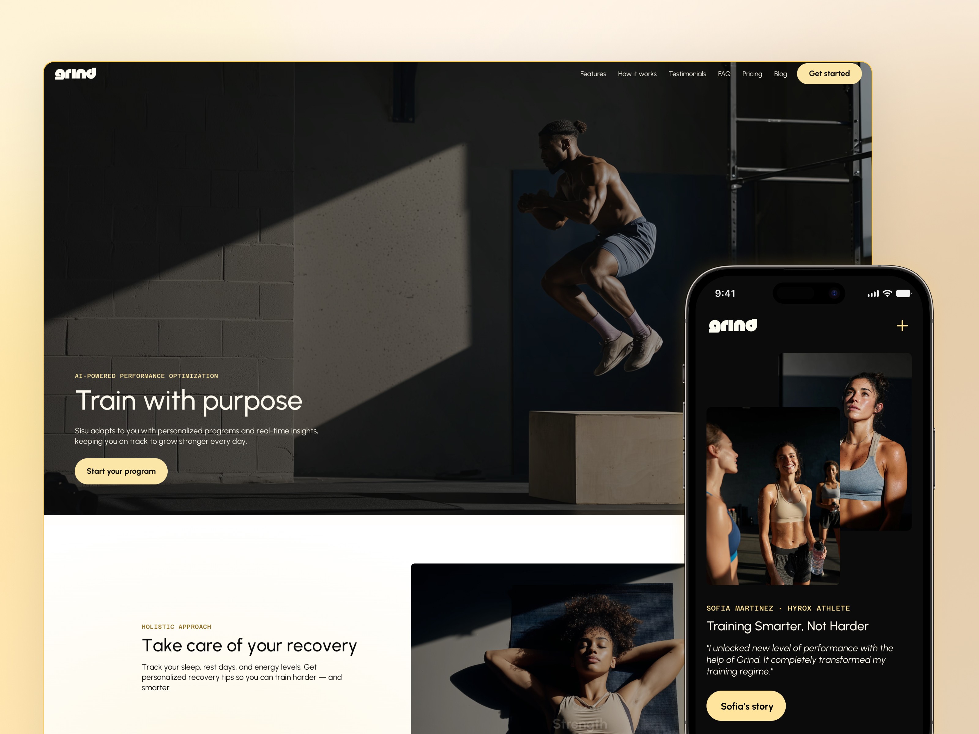 Grind — Free Health Website Template by Toni Järvinen — Free Healthcare Template for Framer by Toni Järvinen preview