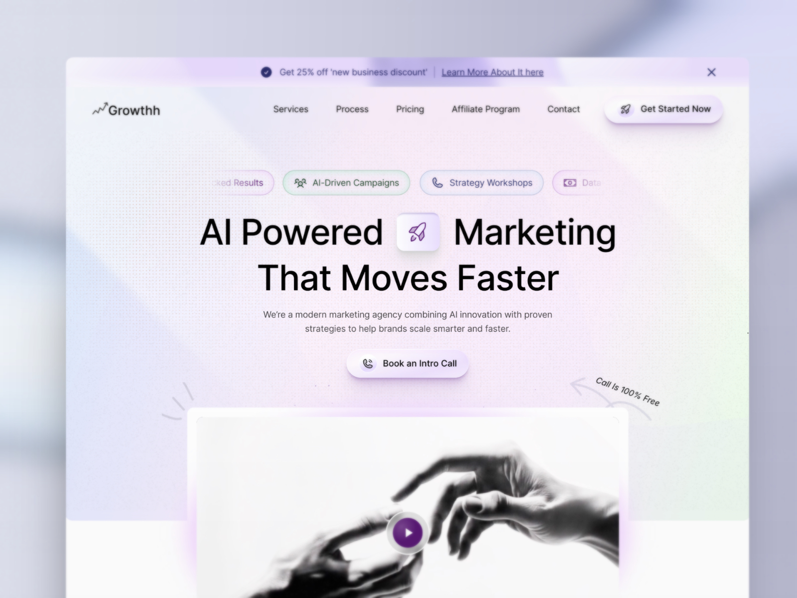 Growthh — Free Marketing Agency Framer Template preview
